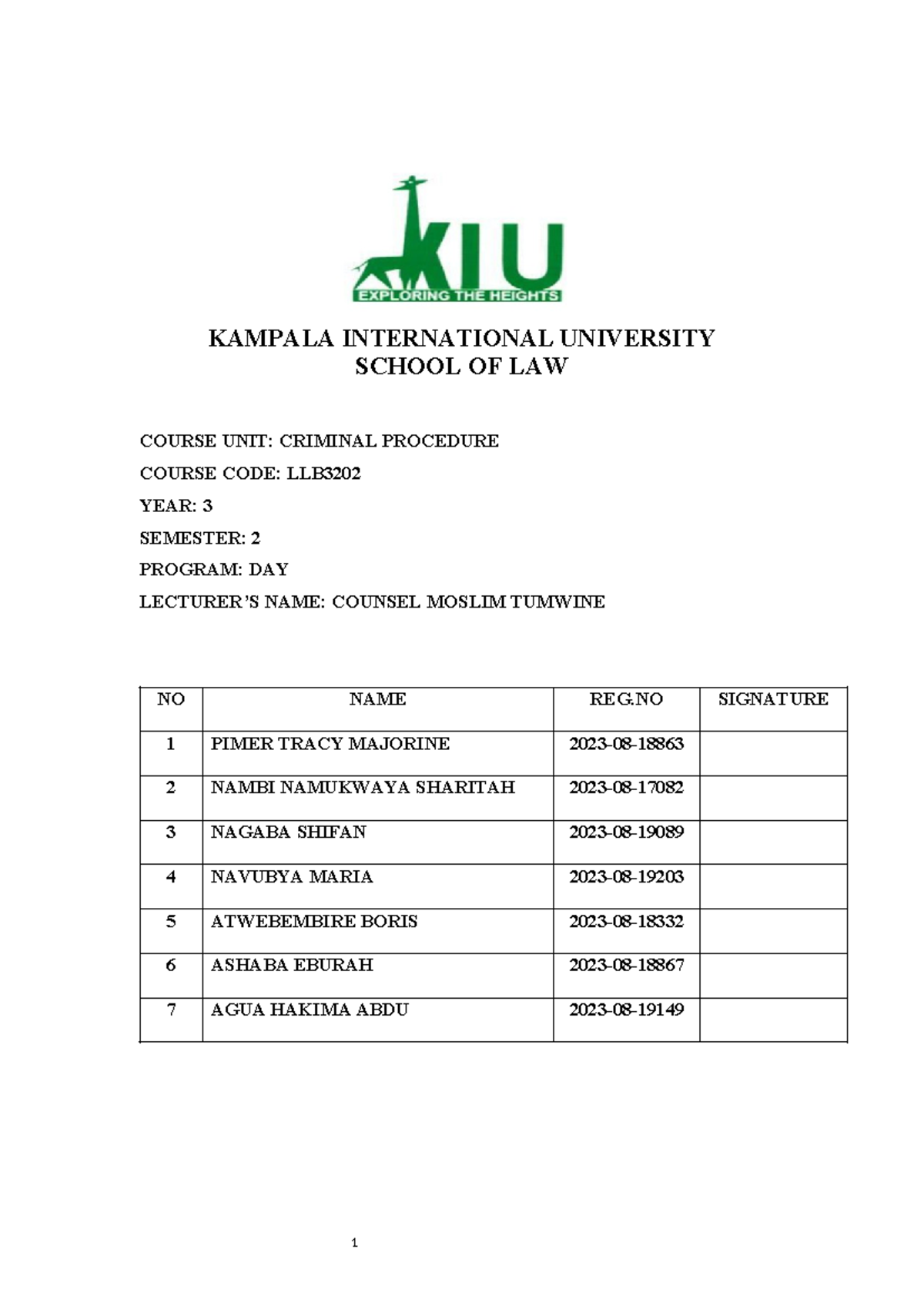 LLB3202 Criminal Procedure: Group 1 Study Notes and Overview - Studocu