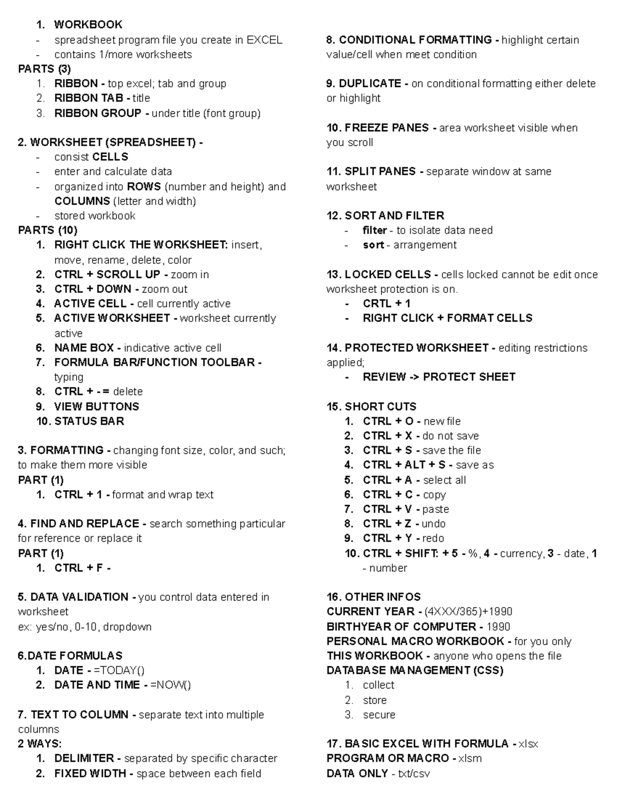 Excel Workbook Basics: Key Features & Functions (CSS) - Studocu