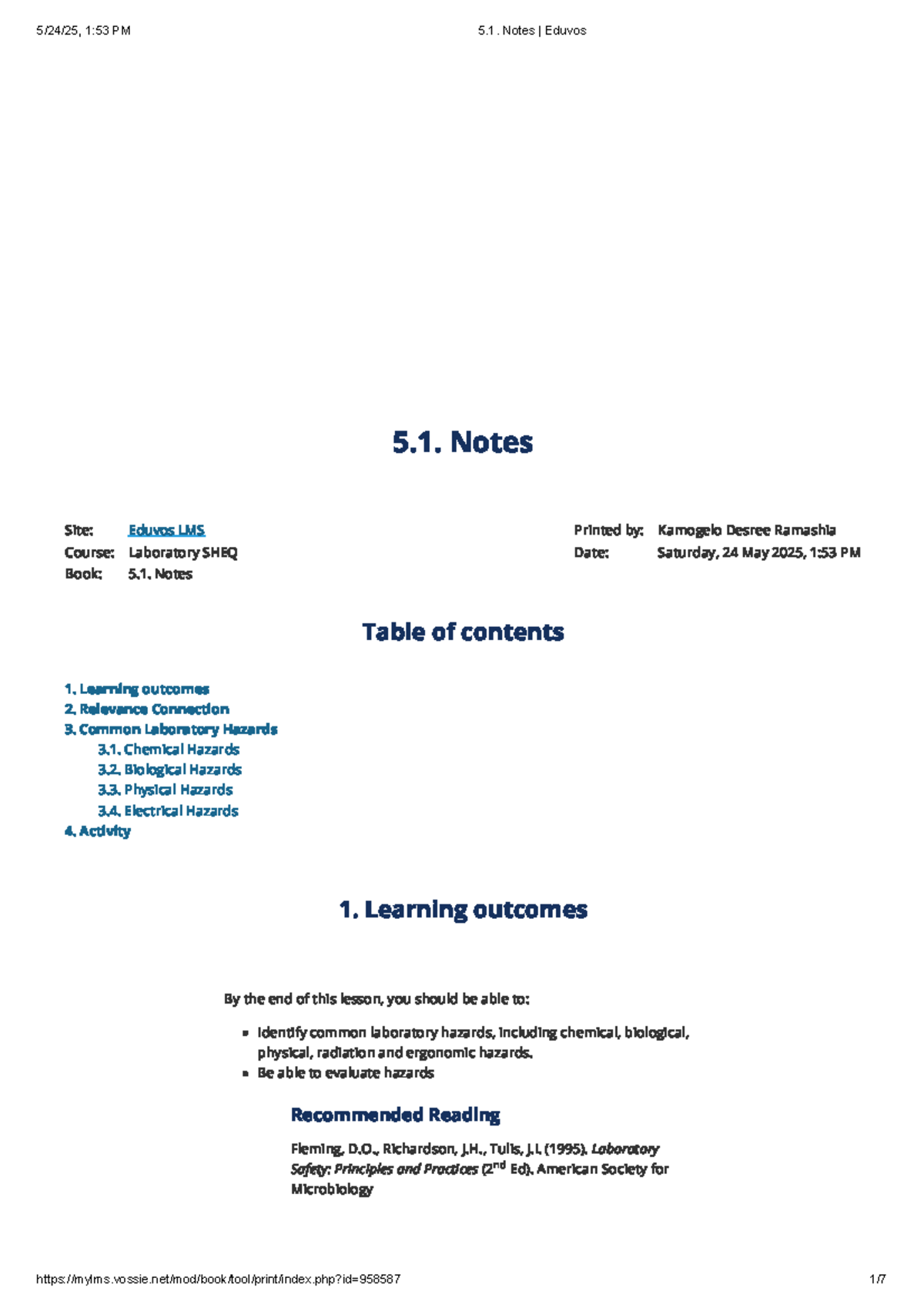 5.1. Laboratory SHEQ Notes: Identifying Common Hazards and Risks - Studocu