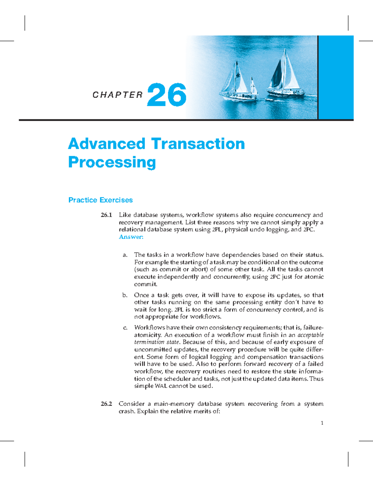 Chapter 26: Advanced Transaction Processing Exercises & Insights - Studocu