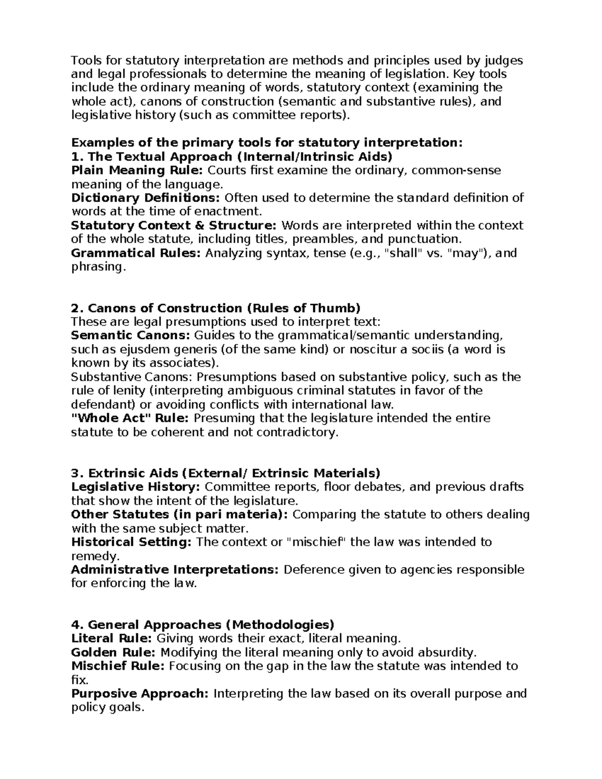 Statutory Interpretation Tools: Methods & Principles Explained - Studocu