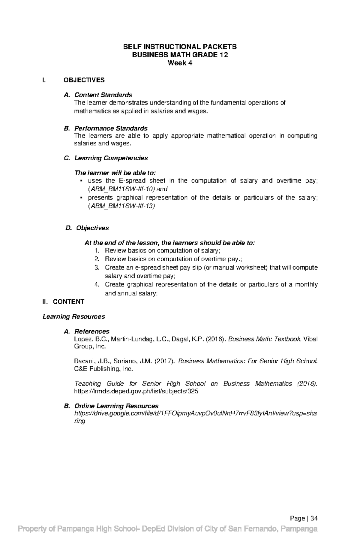 BUSINESS MATH G12 - Week 4 Lecture Notes on Salary Calculations - Studocu