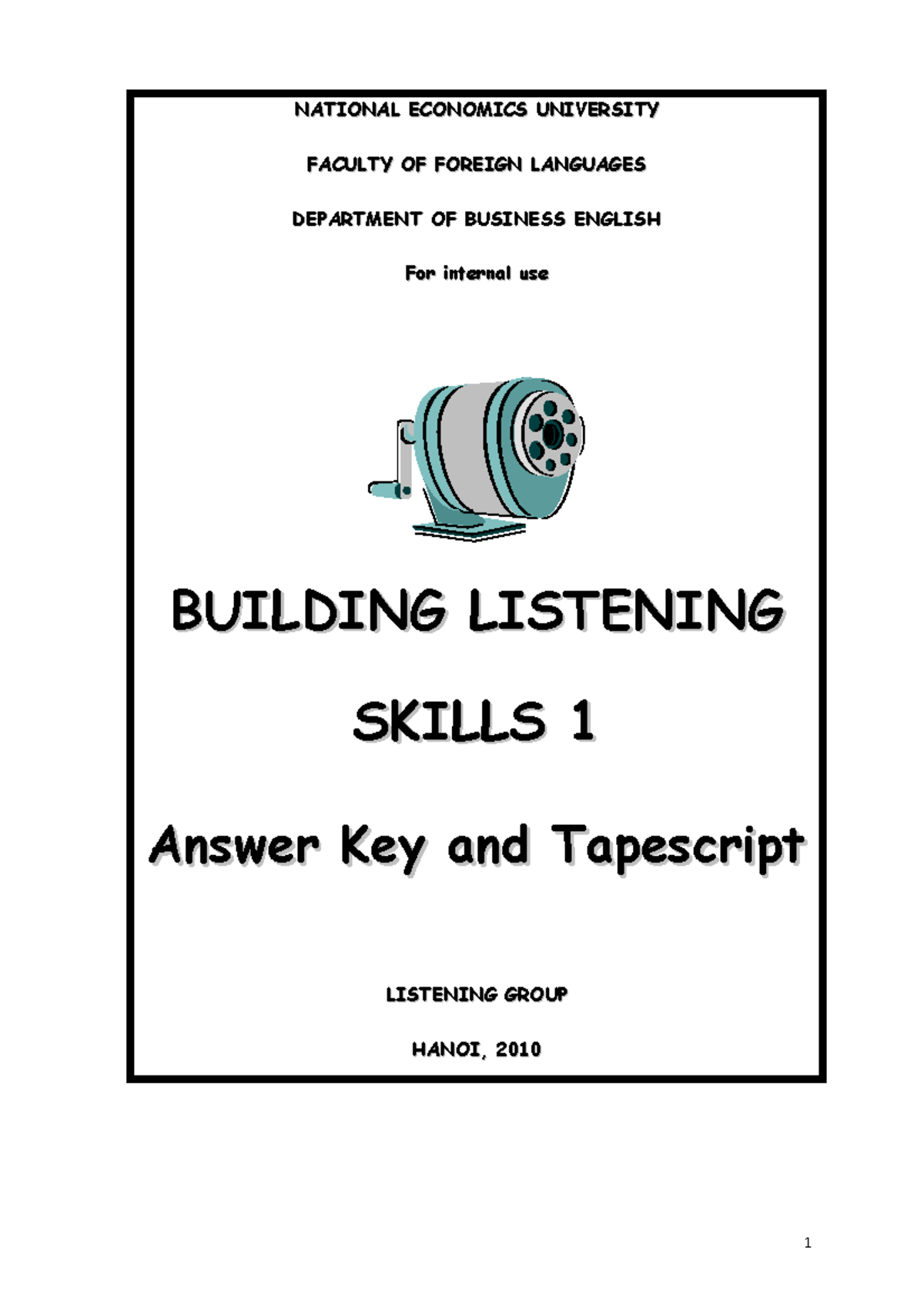 Building Listening Skills 1 - Key - NATIONAL ECONOMICS ...