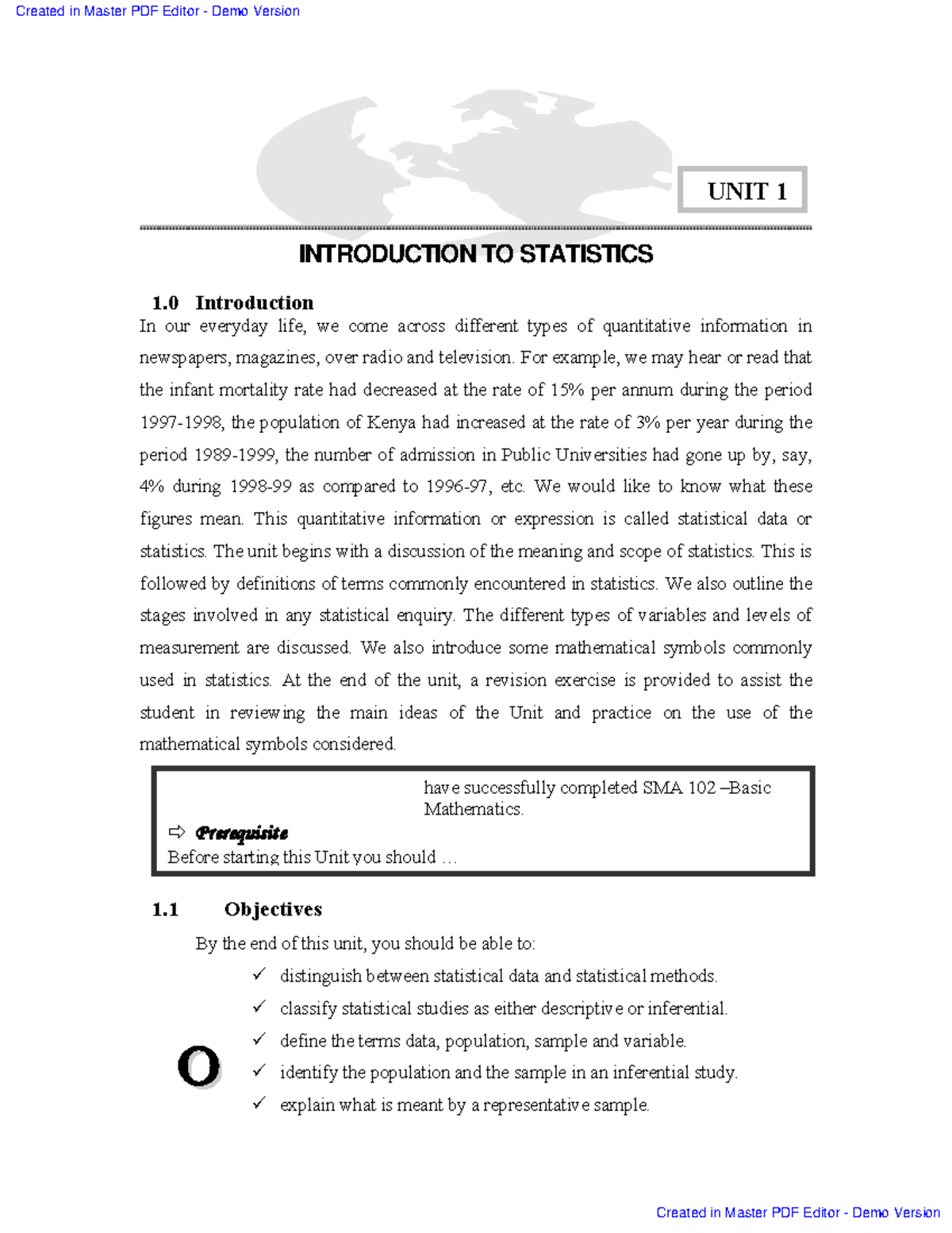 SMA 101 - Chapter 1: Introduction to Statistics and Data Analysis - Studocu