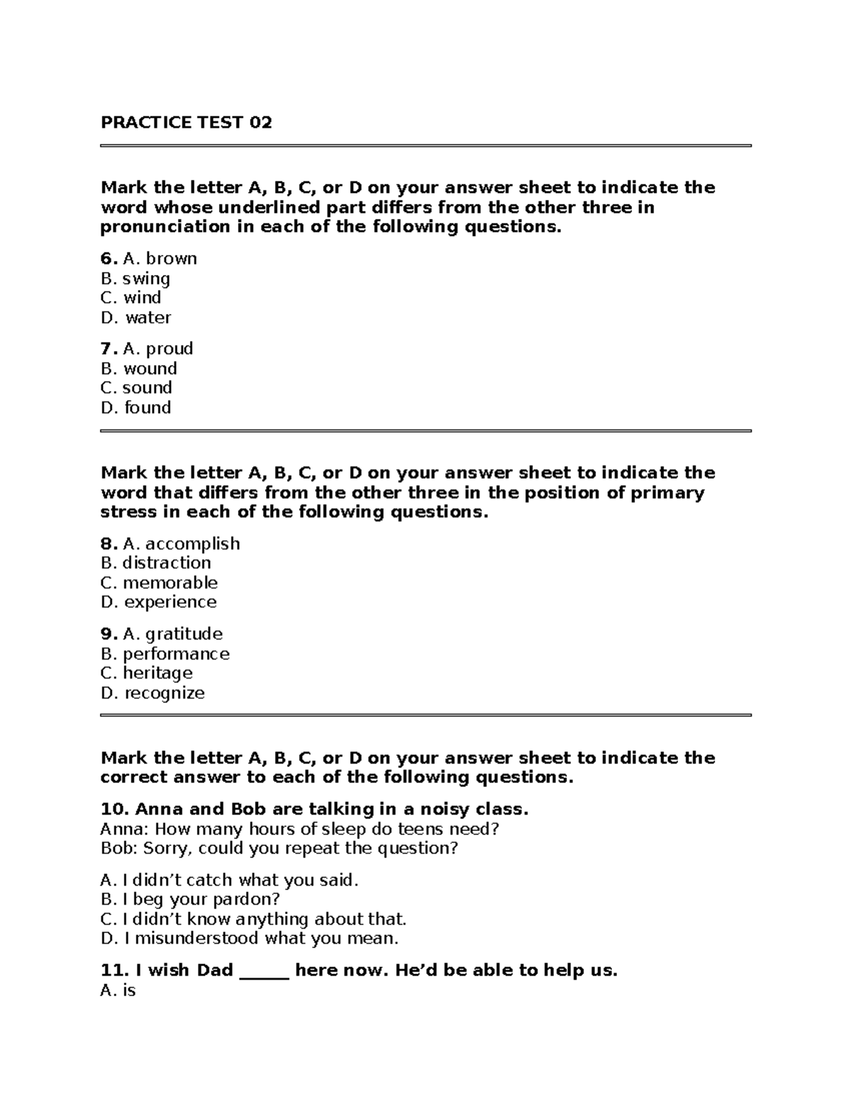 Đề Kiểm Tra Tiếng Anh - Practice Test 02 - Studocu