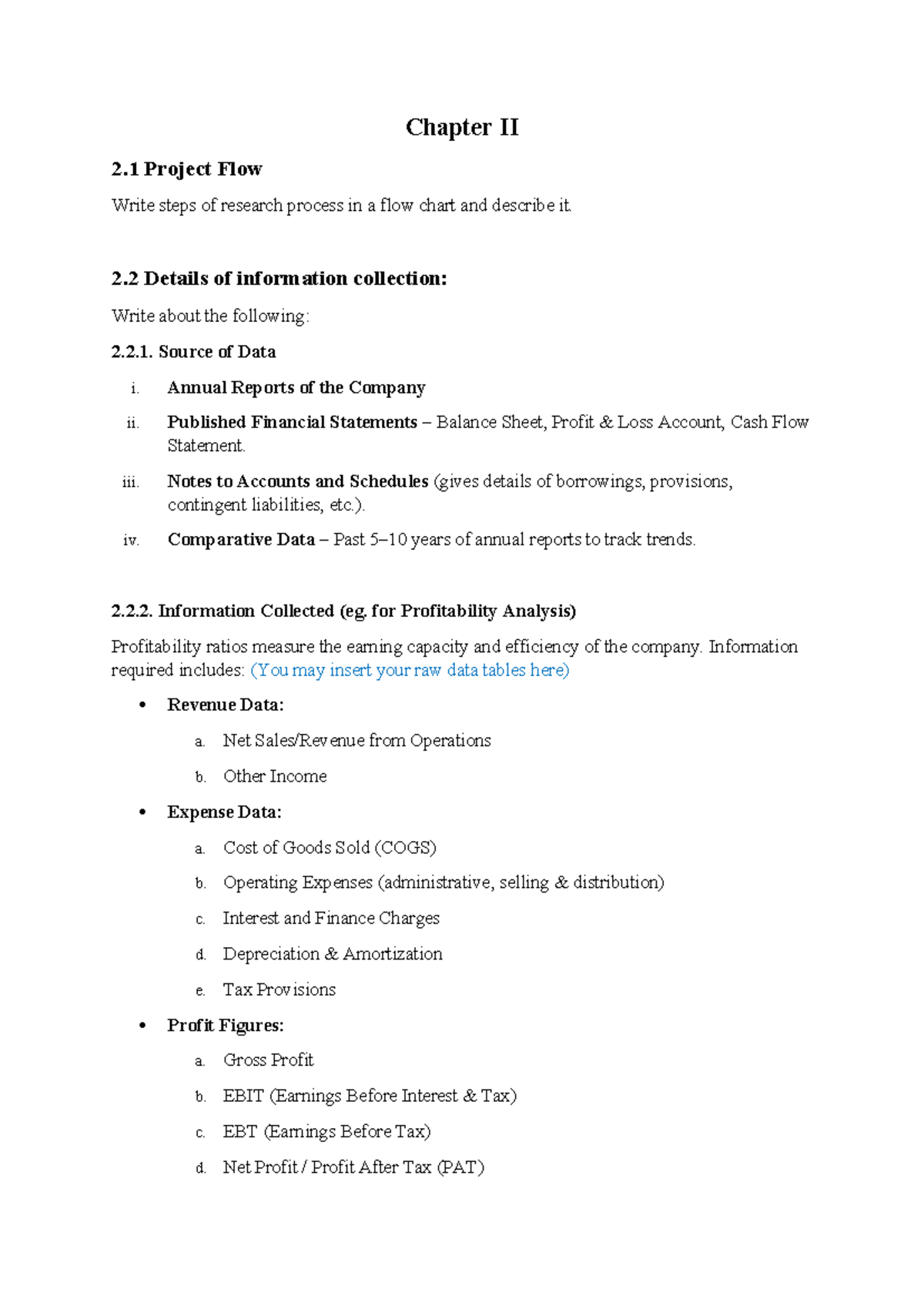 Chapter 2 - Project Flow and Data Collection Analysis - Studocu