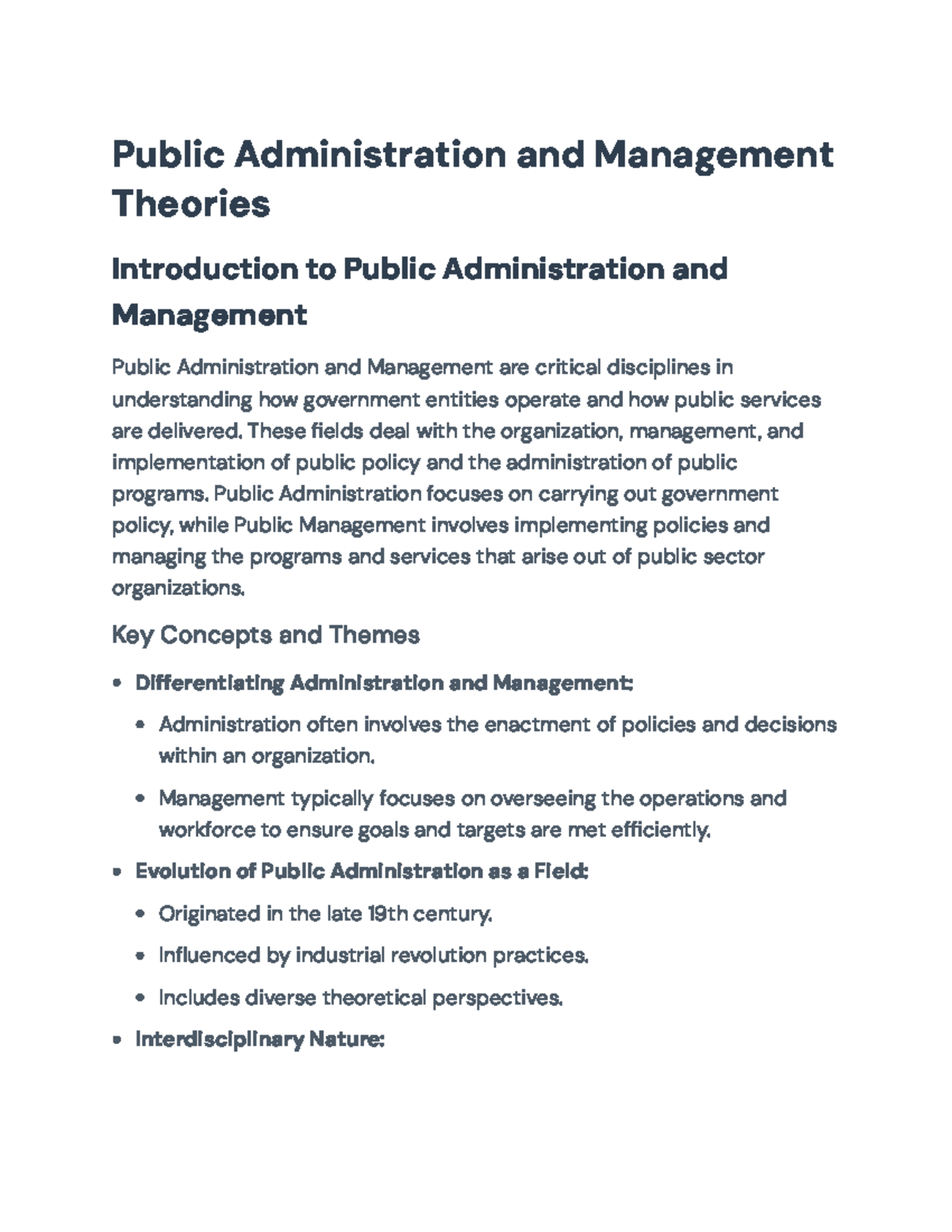 Public Administration and Management: Key Theories and Concepts ...