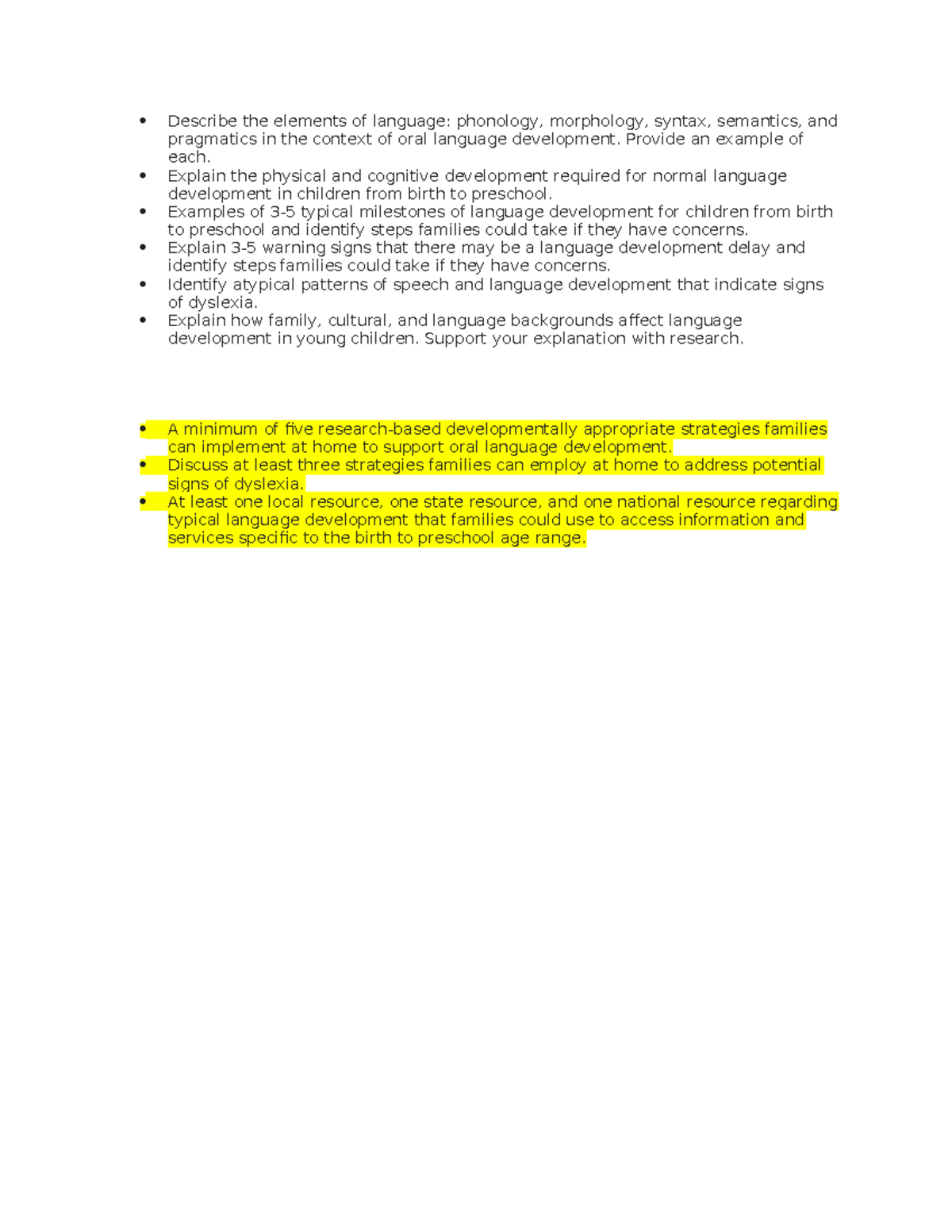Language Development Elements & Strategies: Assignment 2 - Studocu