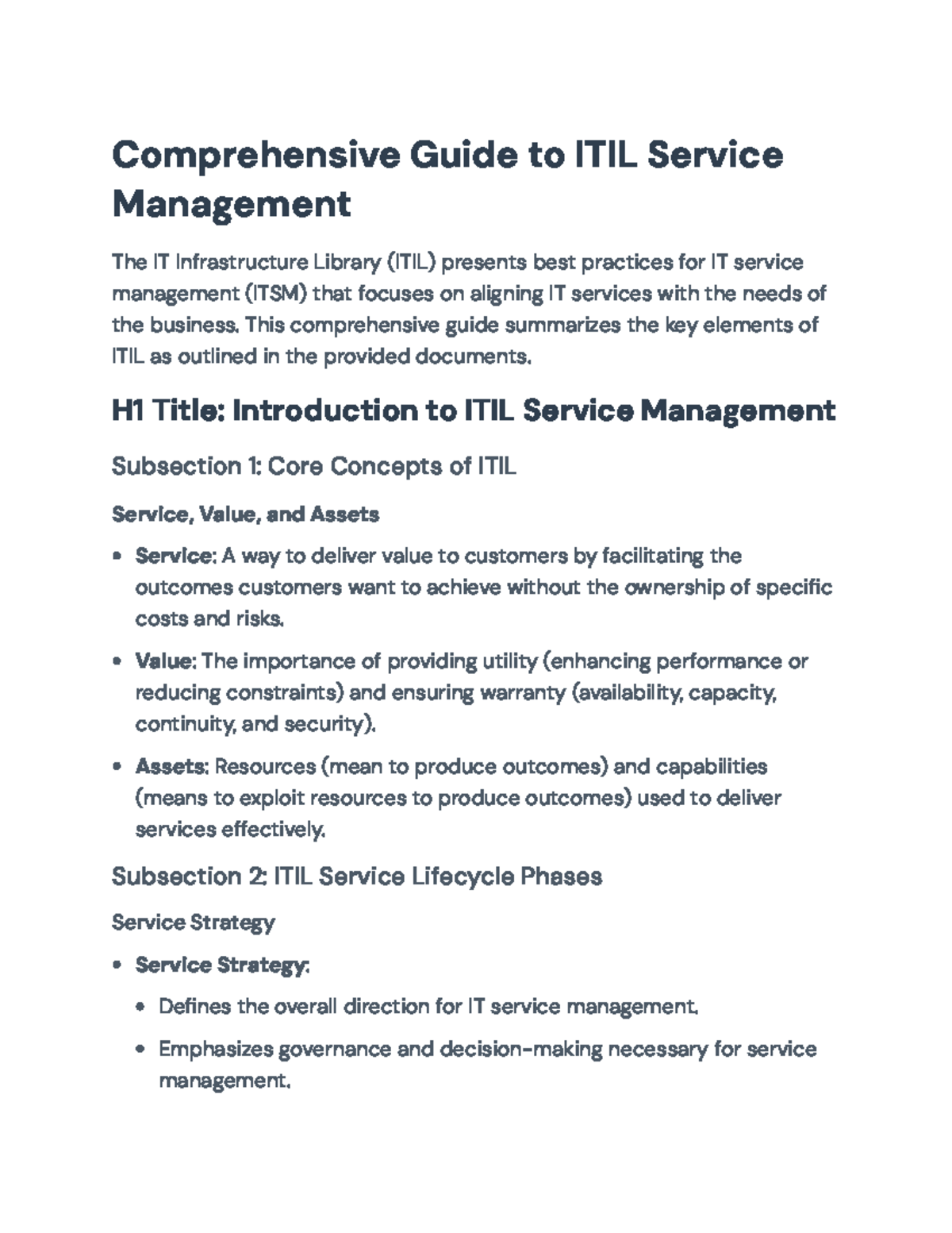 Comprehensive Guide to ITIL Service Management Principles (ITIL 101 ...