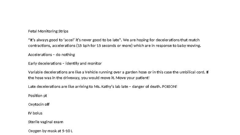 Fetal Monitoring Strips: Exam 2 Study Guide Insights - Studocu