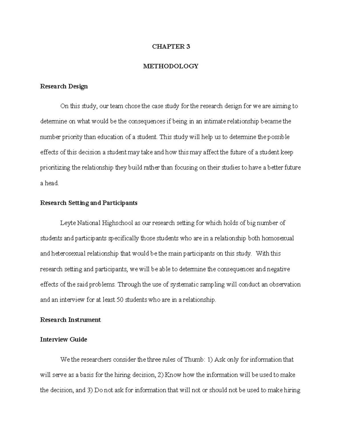 Chapter 3: Methodology of Intimate Relationship Impacts on Education ...