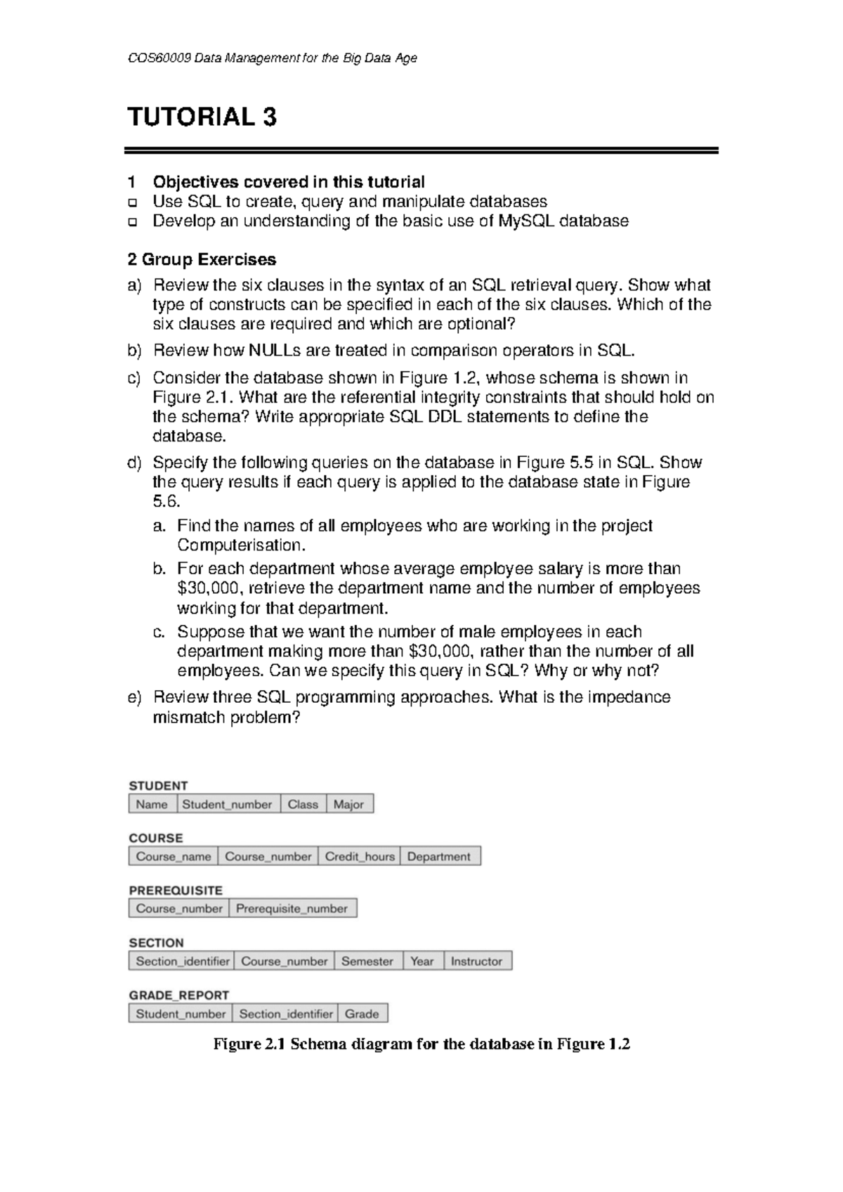 COS60009 Tutorial 3: Big Data SQL Querying and Database Management ...