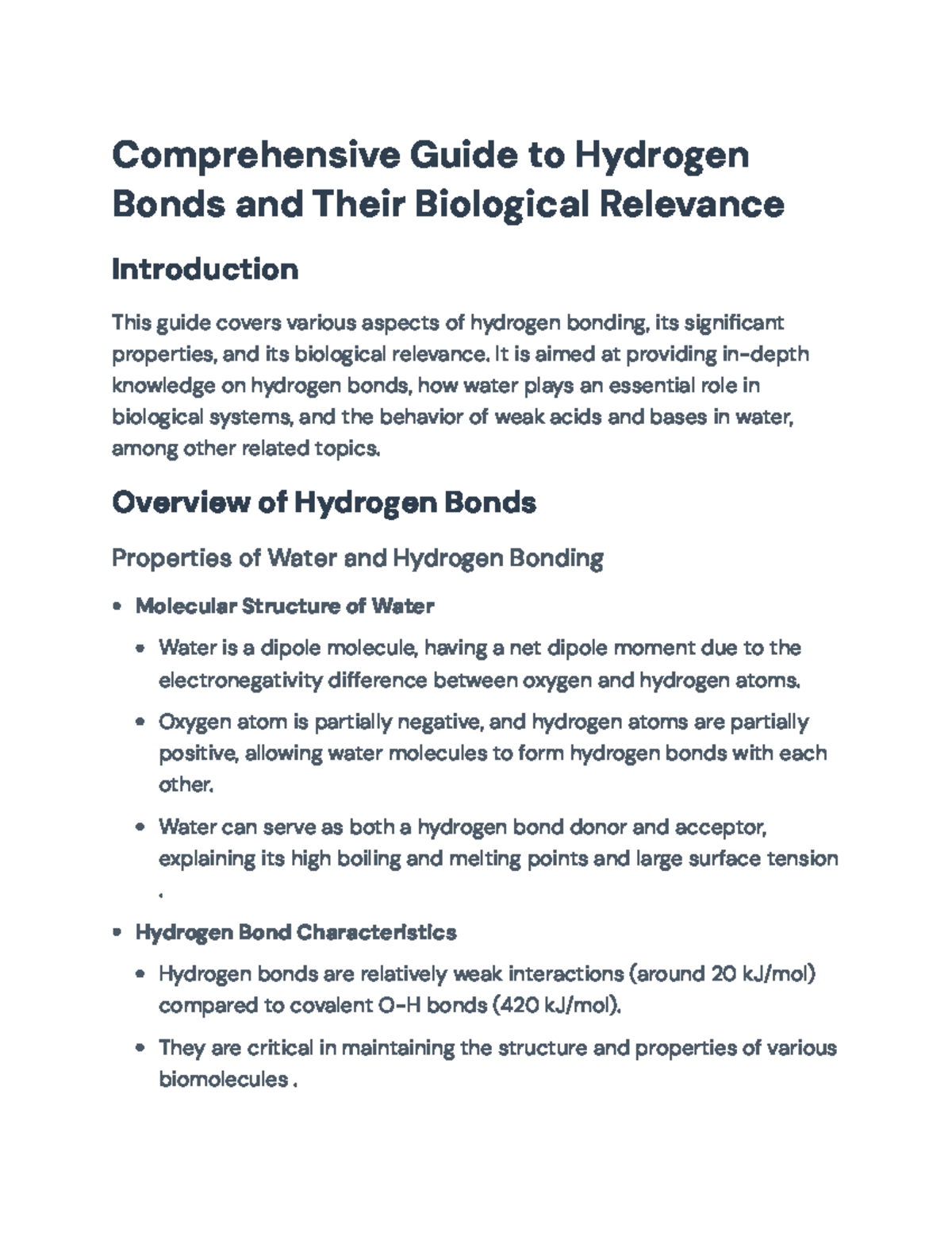 Comprehensive Guide to Hydrogen Bonds and Their Biological Importance ...