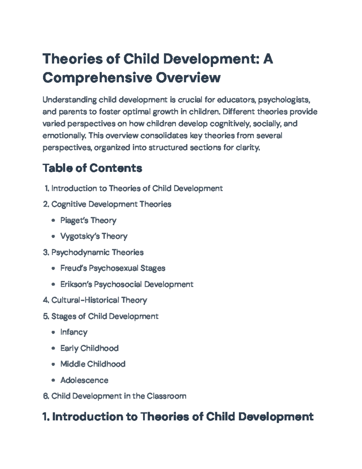 Theories of Child Development: Overview of Key Concepts and Stages ...