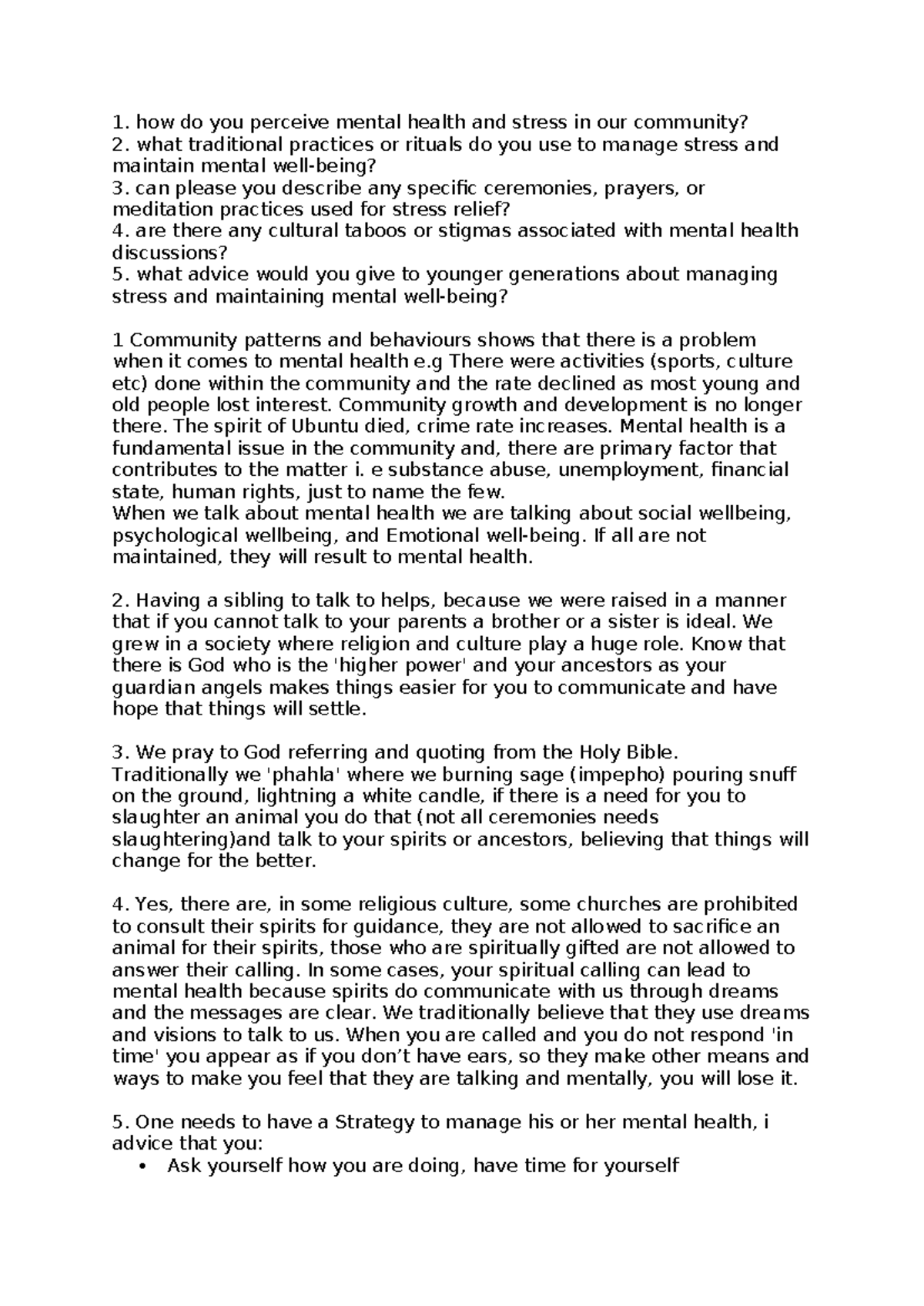 Community Perspectives on Mental Health & Stress Management: An ...