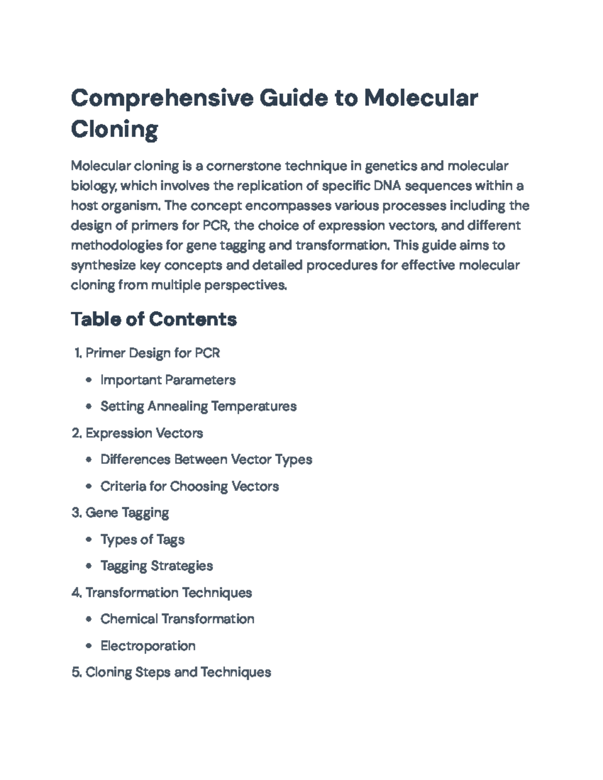 Molecular Cloning Techniques Guide: Primer Design, Vectors & More ...
