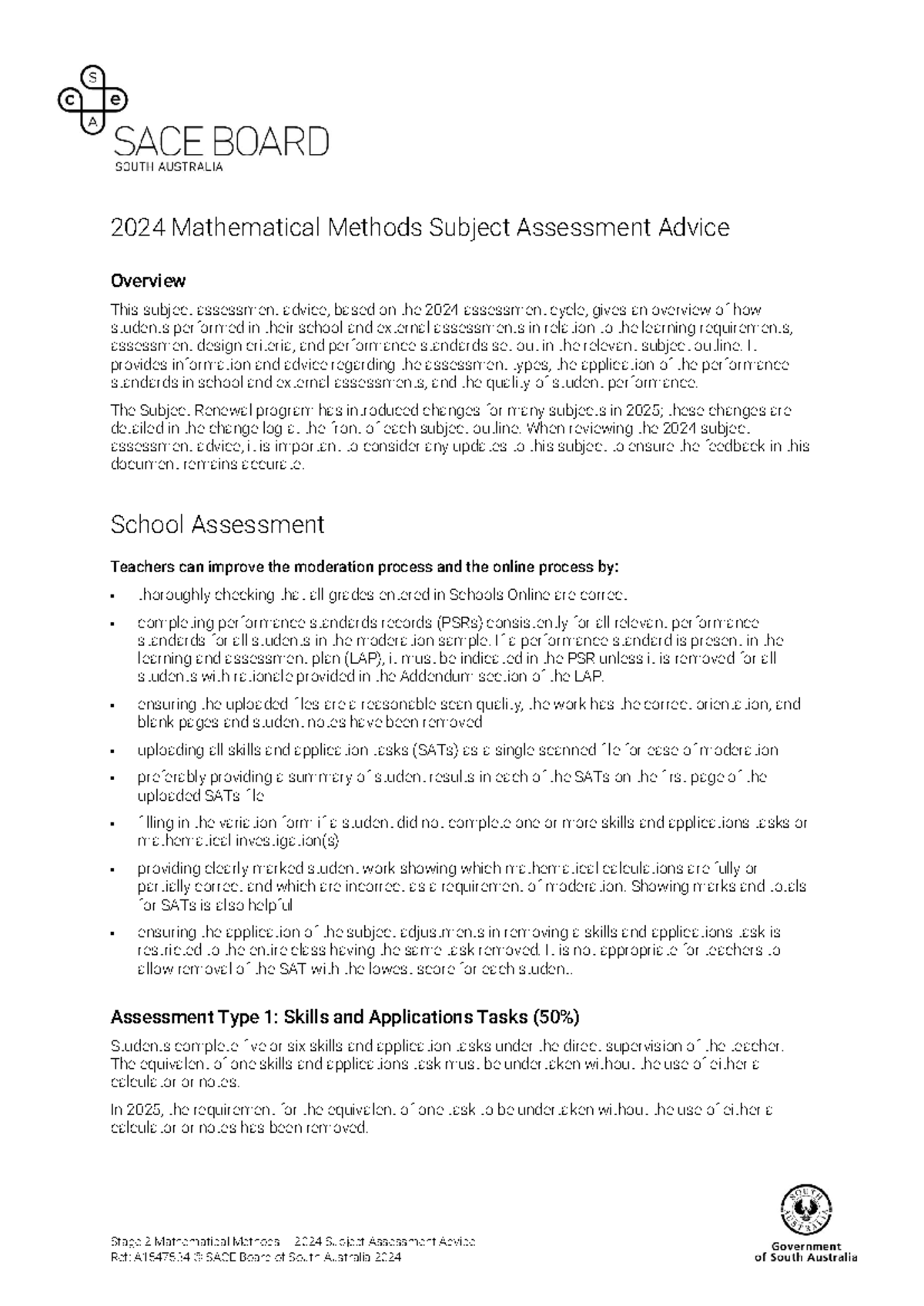 Stage 2 Mathematical Methods 2024 Assessment Overview and Advice - Studocu