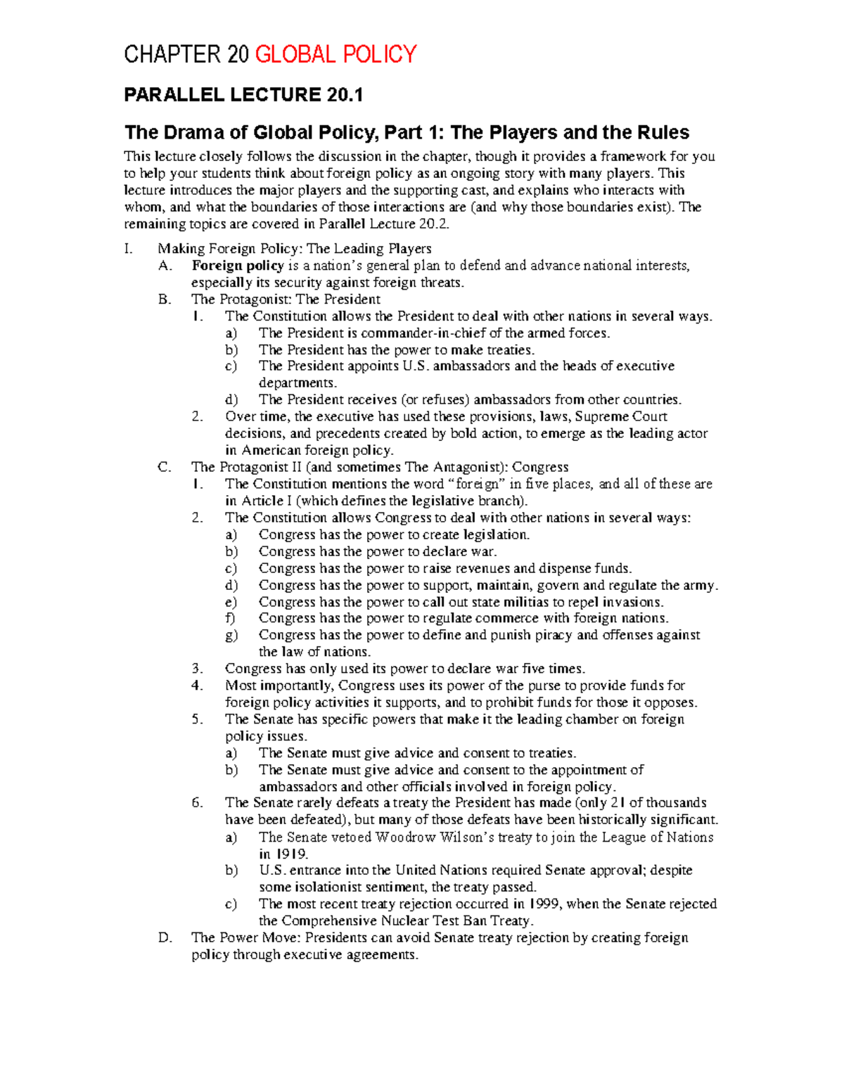 Ch20 Global Policy - science politique - CHAPTER 20 GLOBAL POLICY ...