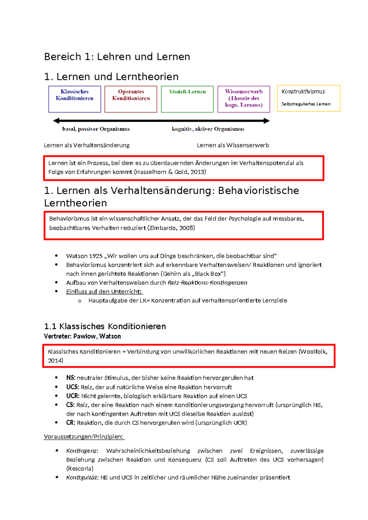 Ews Examen Uni Regensburg Psychologie in der Schule - EWS-Examen Zusammenfassung - Bereich 1