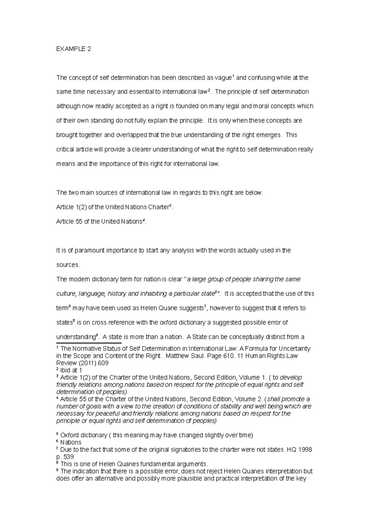 Law Notes on Self-Determination in International Law - Example 2 - Studocu