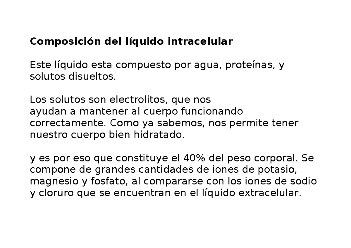 De Que Esta Compuesto El Liquido Intracelular