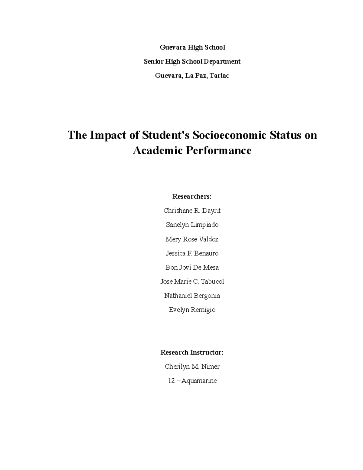 The Impact of Socioeconomic Status on Academic Performance - 12 ...