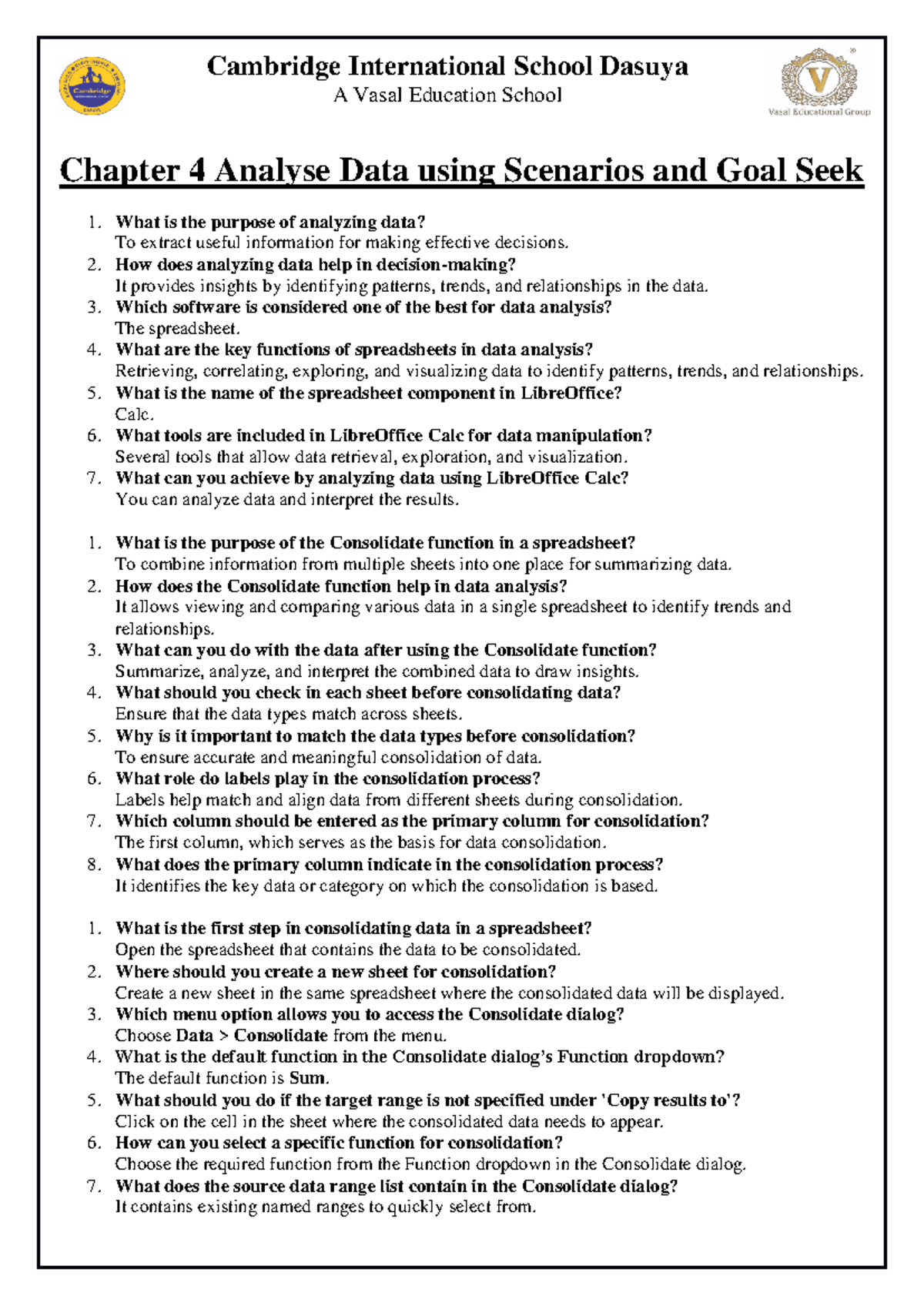Chapter 4 - Data Analysis Techniques Using Scenarios & Goal Seek - Studocu