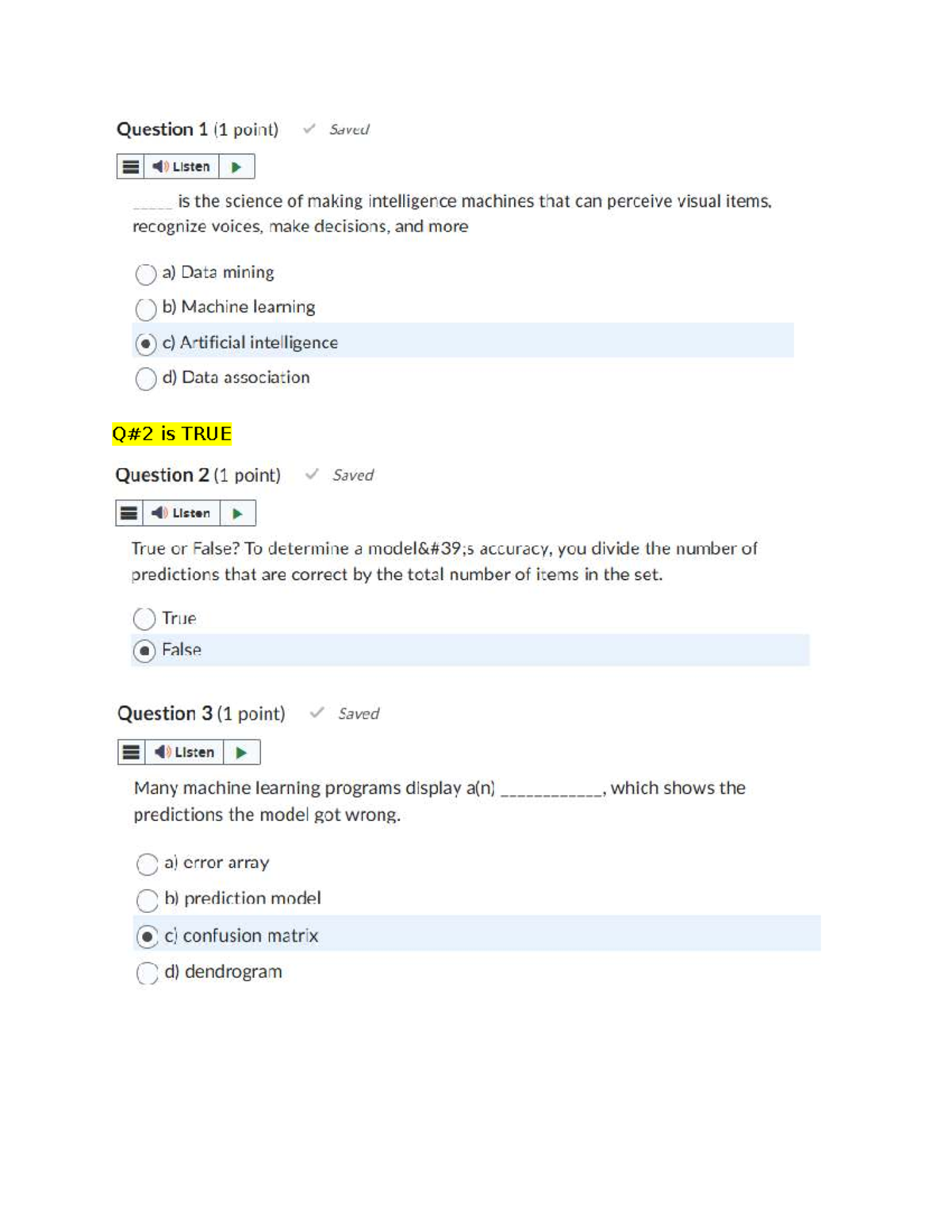 Quiz 2 Machine Learning Concepts And Questions Studocu