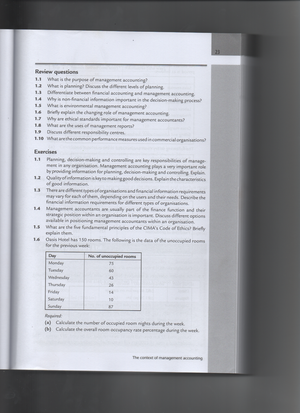 cost and management accounting - Studocu