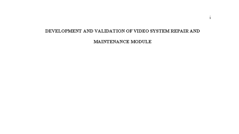 Development and Validation of Video System Repair Module (BTVTEd) - Studocu