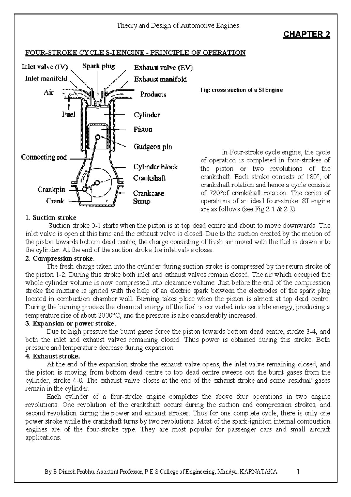 Theory and Design of Automotive Engines - Chapter 2: SI Engine Cycles ...