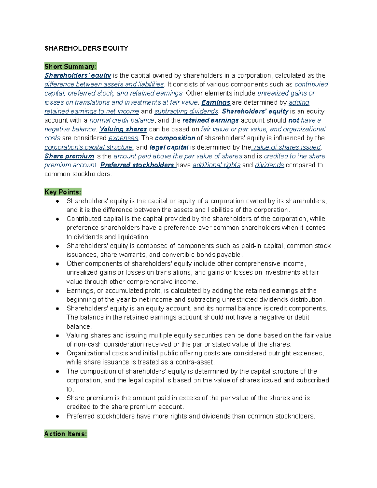 Understanding Shareholders' Equity: Key Principles (Acctg 104) - Studocu
