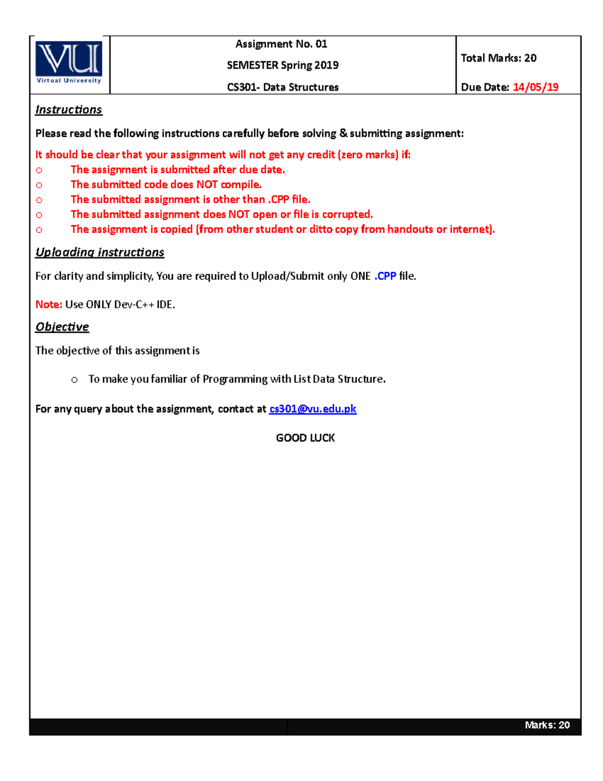 Spring 2019 CS301 Assignment 01: Implementing List Data Structure in ...