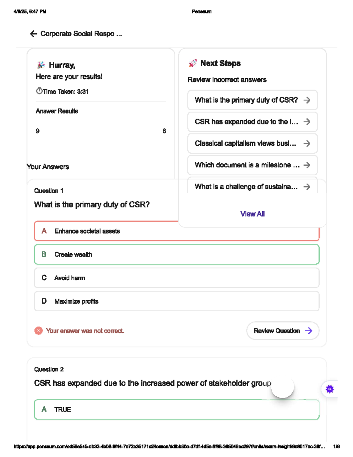 Chapter 5 - Corporate Social Responsibility (CSR) Quiz Results & Review ...