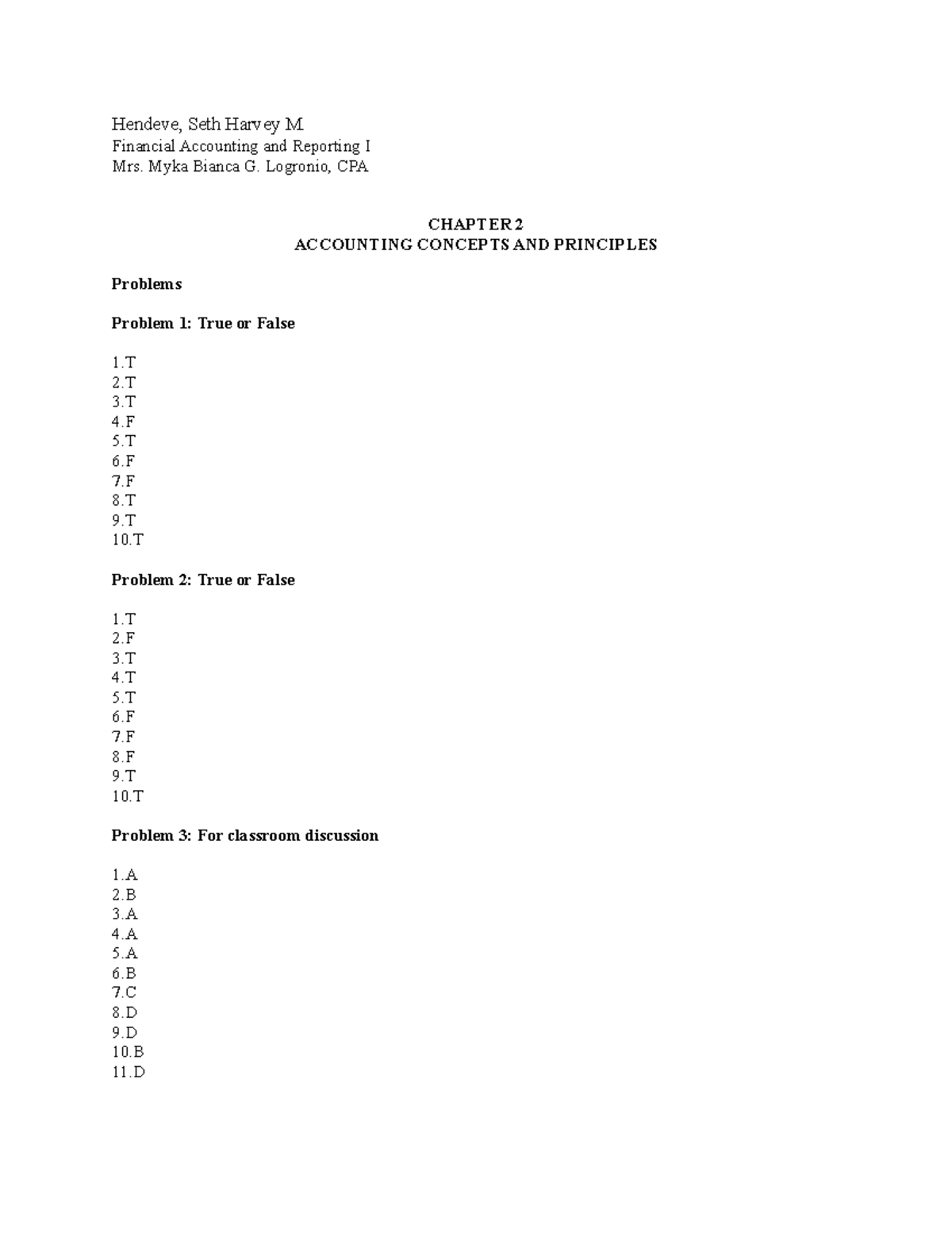 Chapter 2, 3, 4 QUIZ Financial Accounting and Reporting 1 - Millan ...