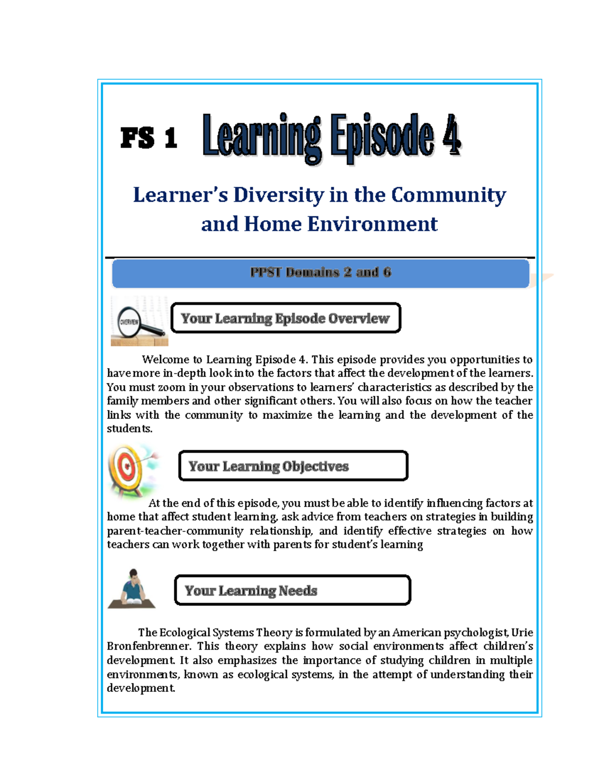 FS1- Episode-4 - tutorials - Learner’s Diversity in the Community and ...