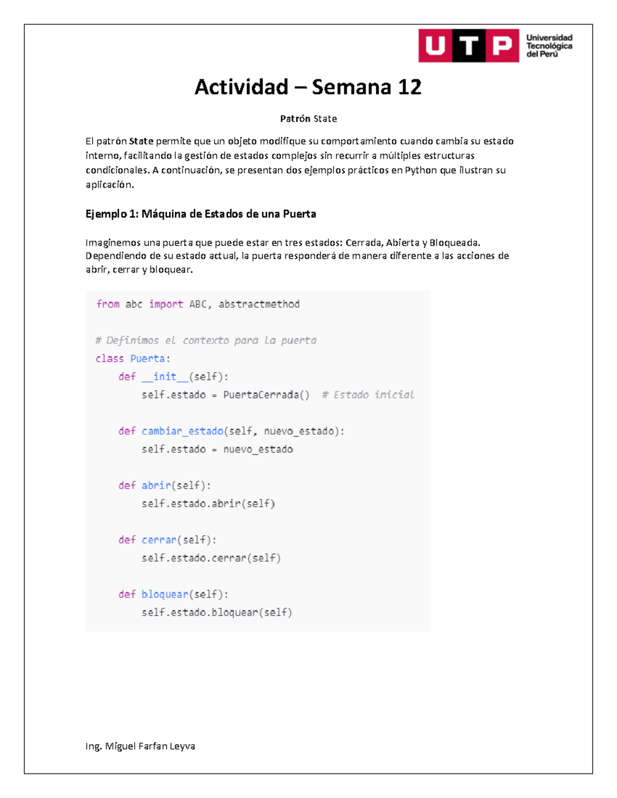 S12.s1 - Ejercicio Aplicación Patrón State y Observer en Python - Studocu