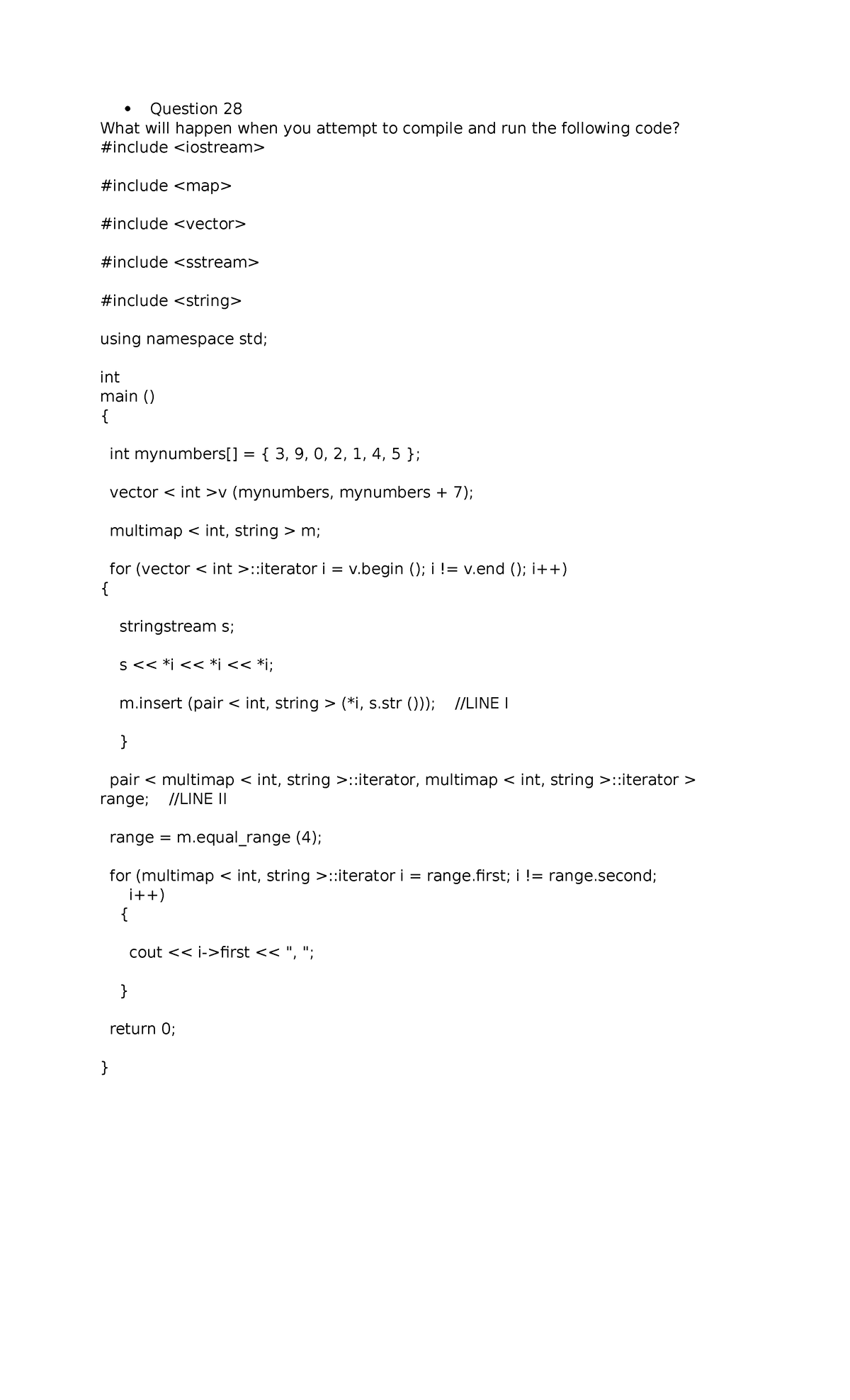 C++ module 2: Compilation and runtime behavior of code snippets - Studocu
