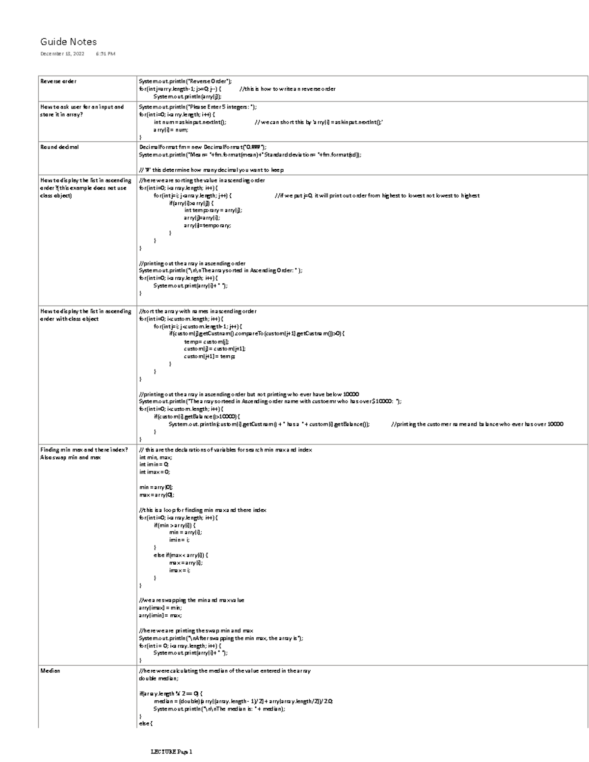 Guide Notes - Reverse order System.out(