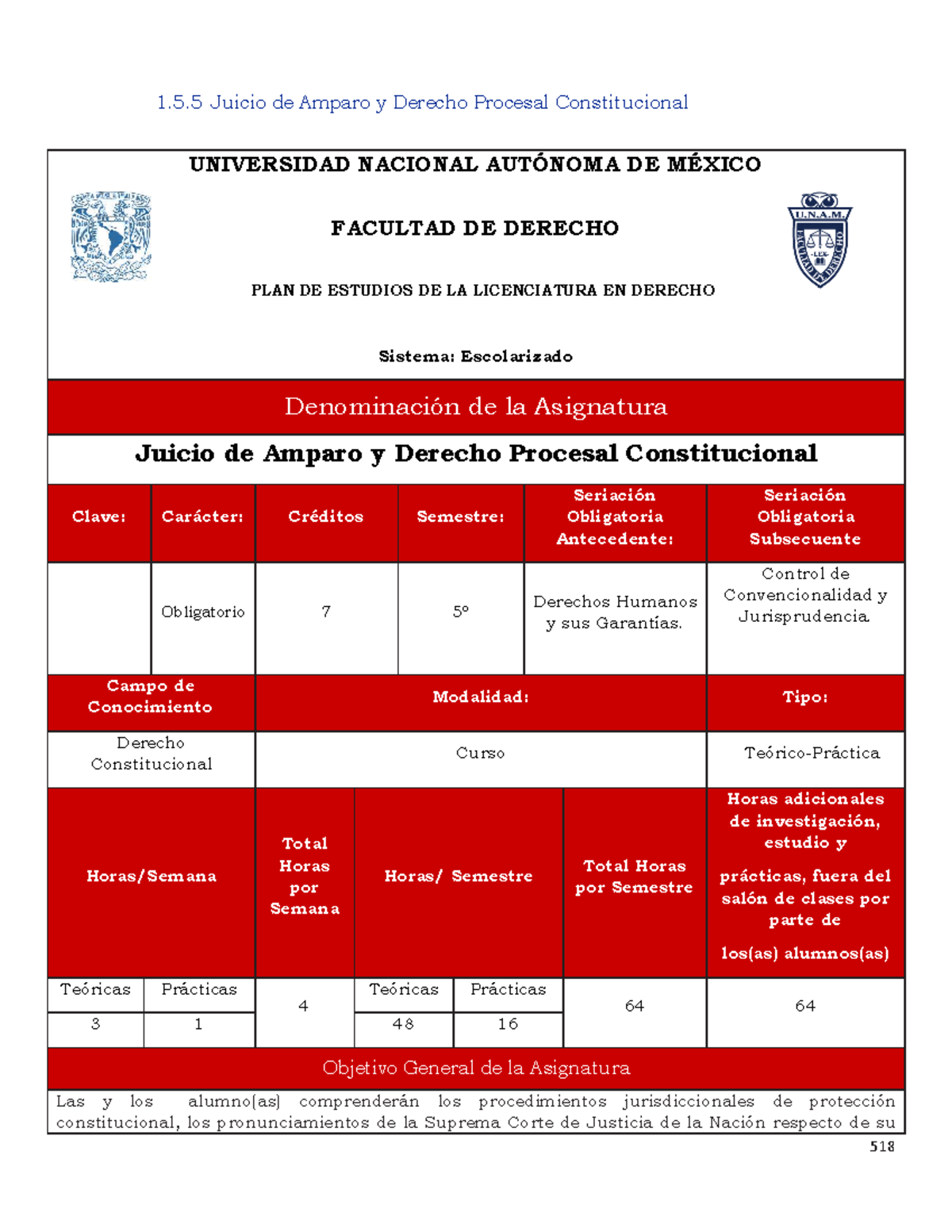 Juicio de Amparo y Derecho Procesal Constitucional - UNAM 5º Semestre ...