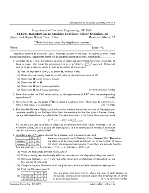 Theoretical ML problem statement answers - Responses Rishit Singh 11 ...