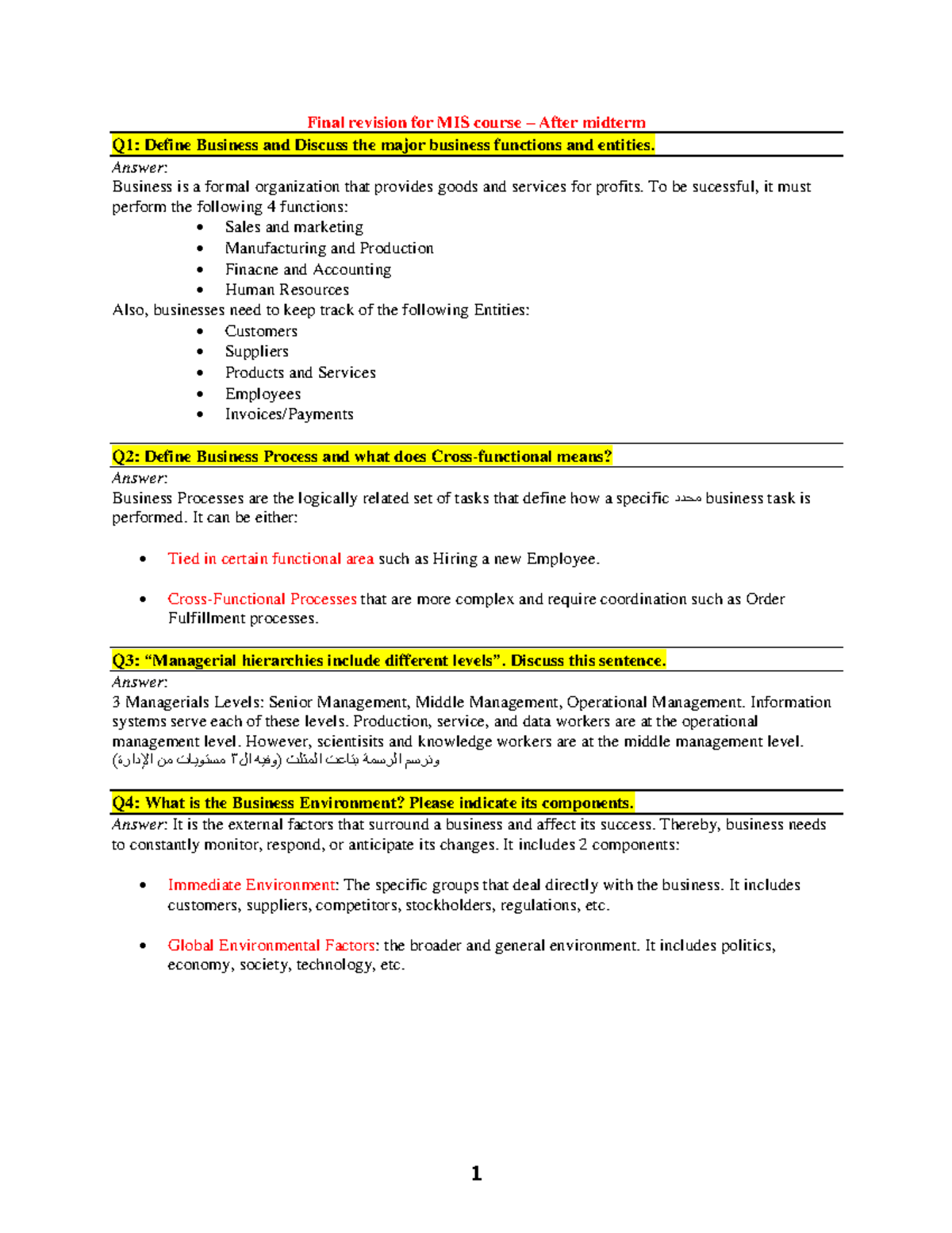 Ch2 Summmmmary - Good files for those who search for lecture notes with ...