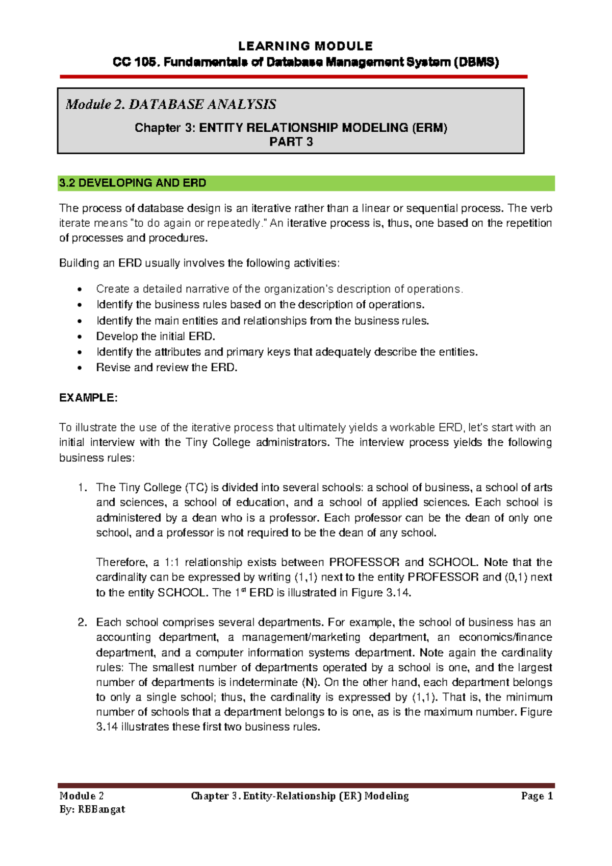 CC 105: Chapter 3 - Entity Relationship Modeling (ERM) - Part 3 Notes ...