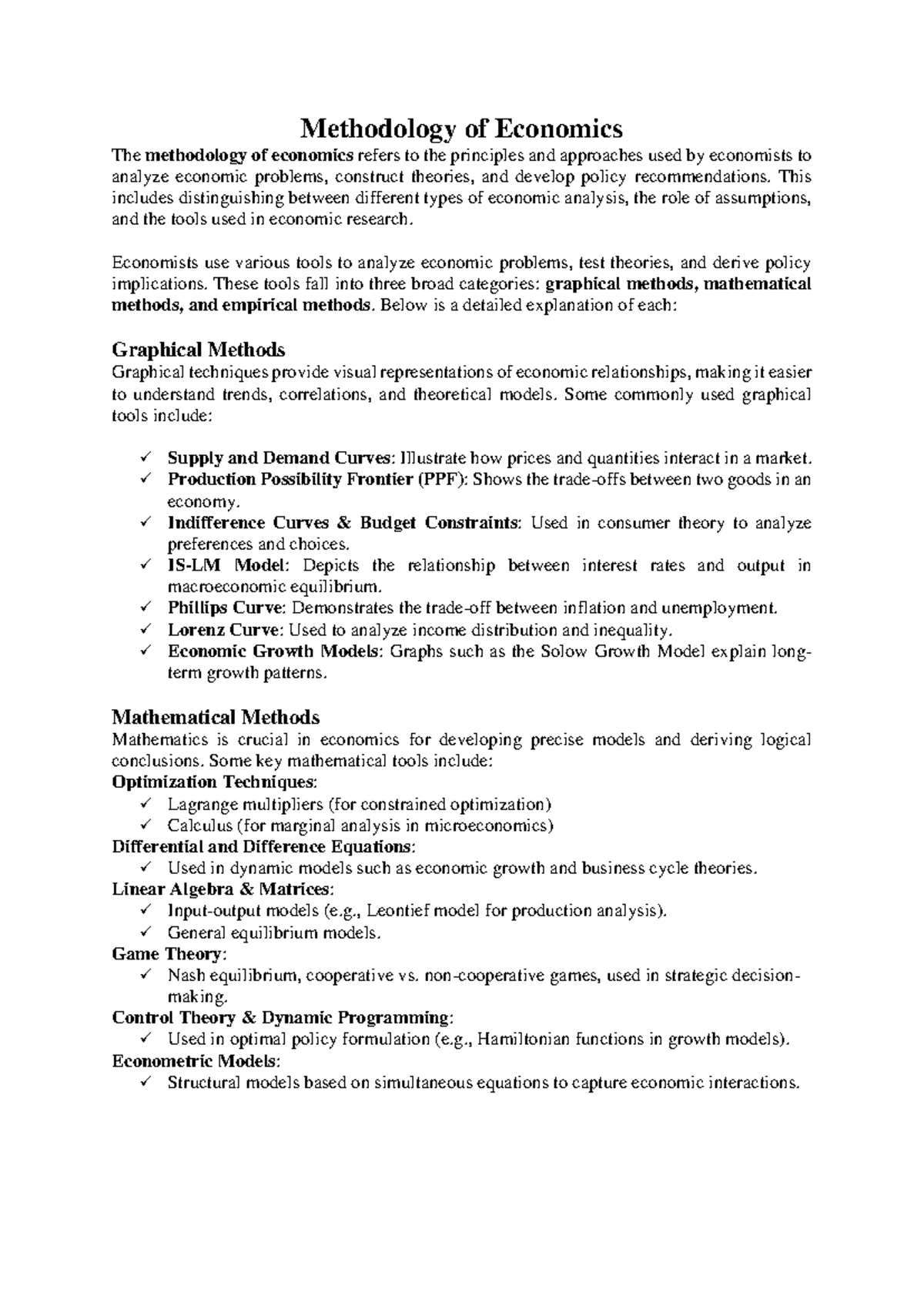 Methodology of Economics(new) - Methodology of Economics The ...