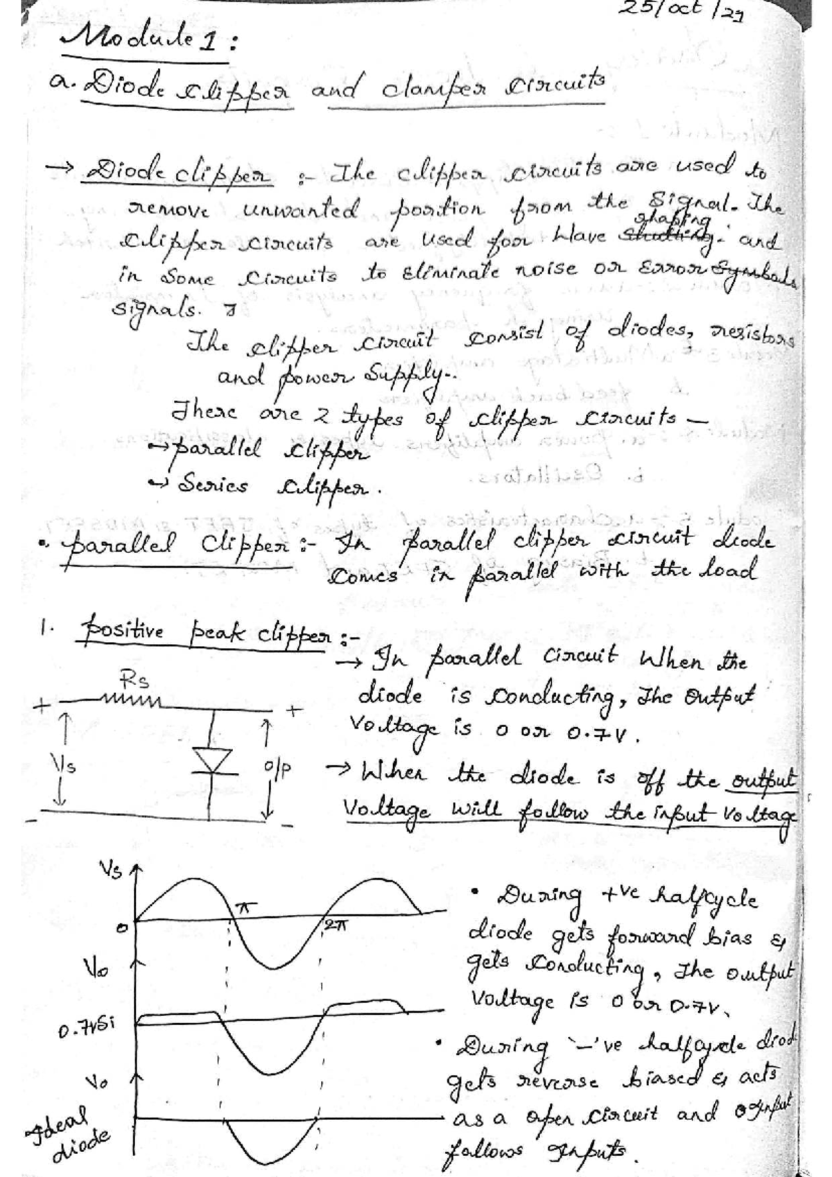 Module 1: Diode Clipper and Clamper Circuits - AEC Class Notes - Studocu