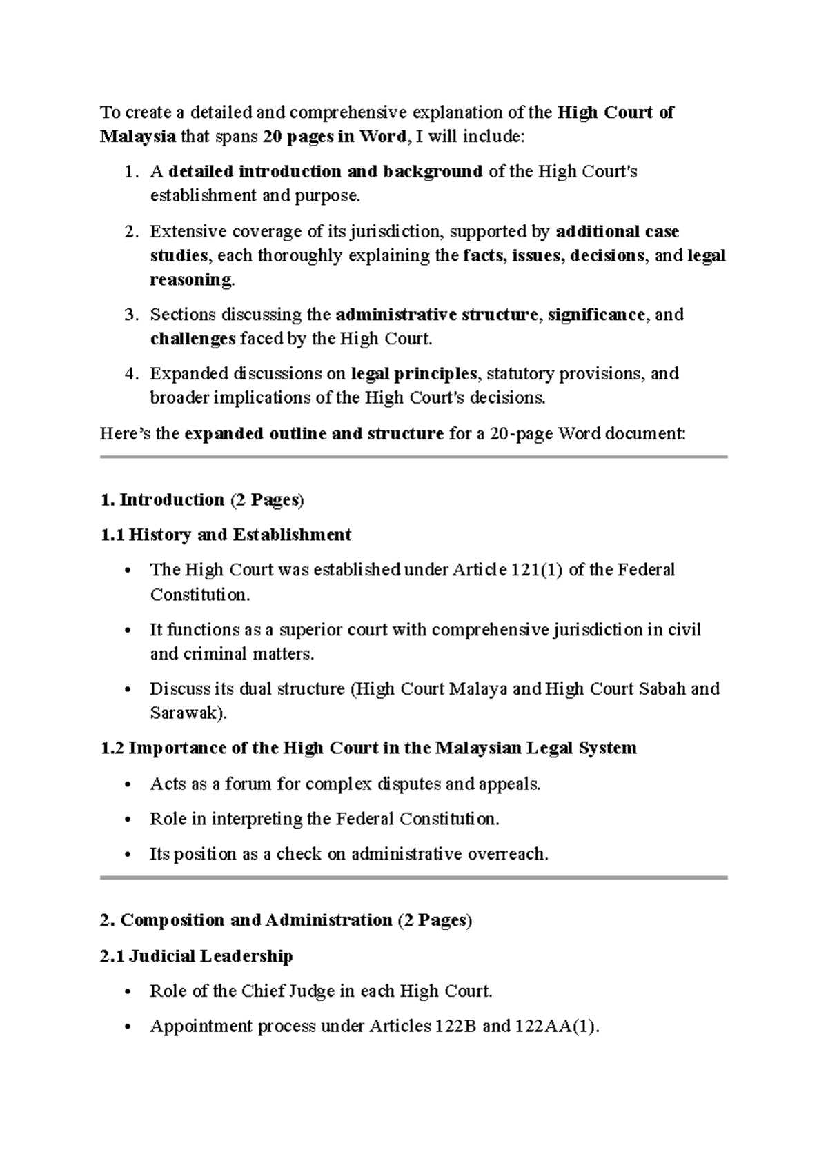 Nota high court - summaries - To create a detailed and comprehensive ...