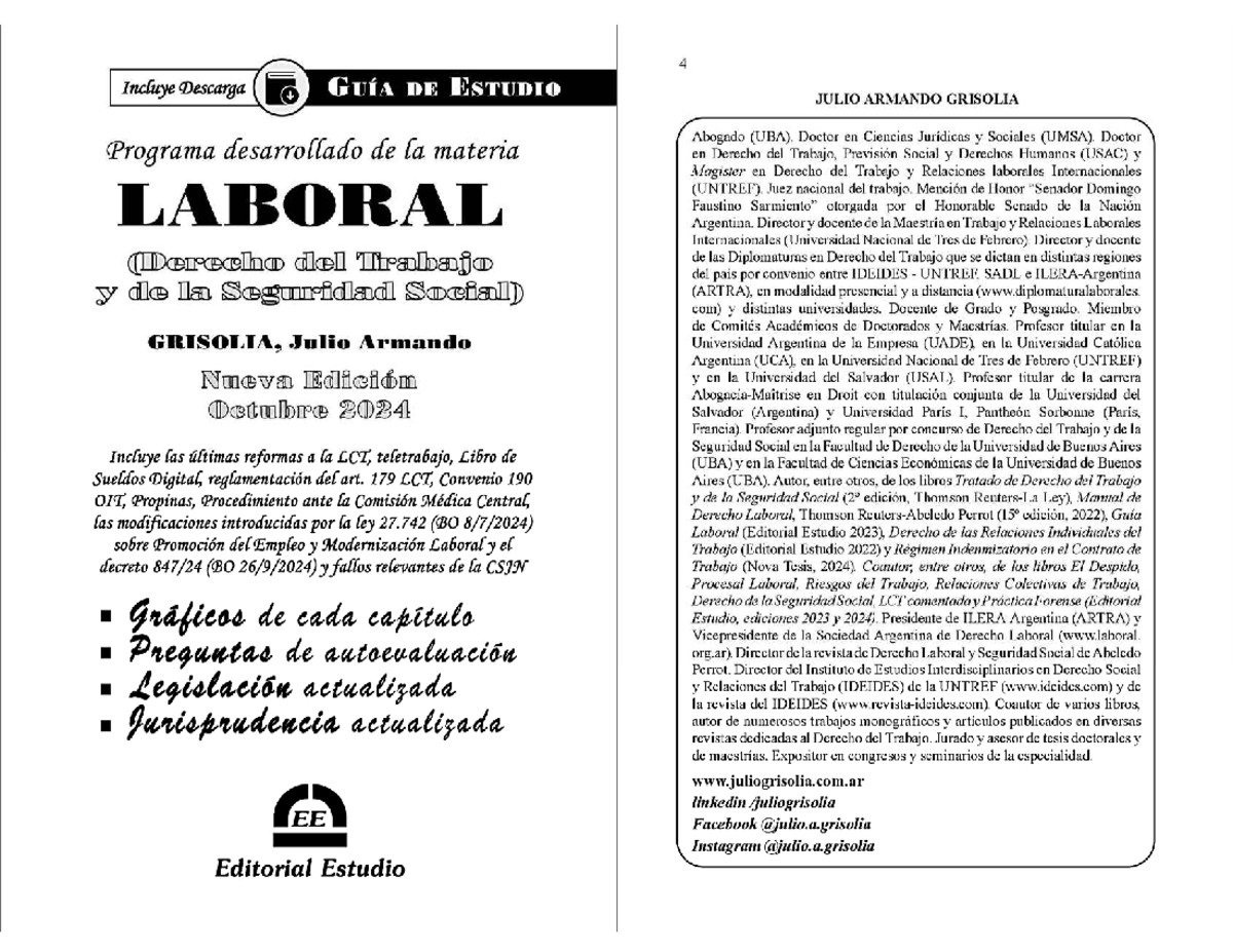 Guía de Estudio: LABORAL - Actualizaciones y Reformas 2024 - Document Preview