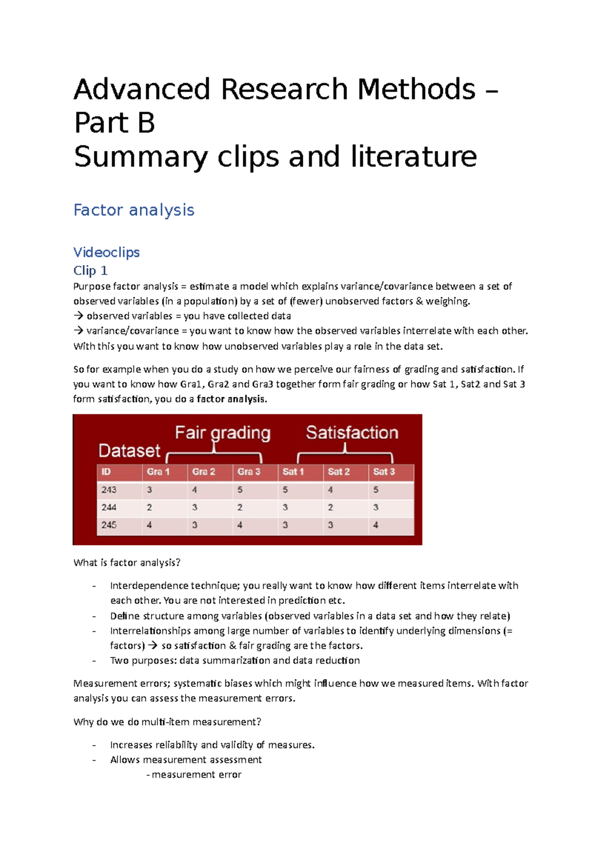 Advanced Research Methods (Part B): Factor Analysis Summary Clips ...
