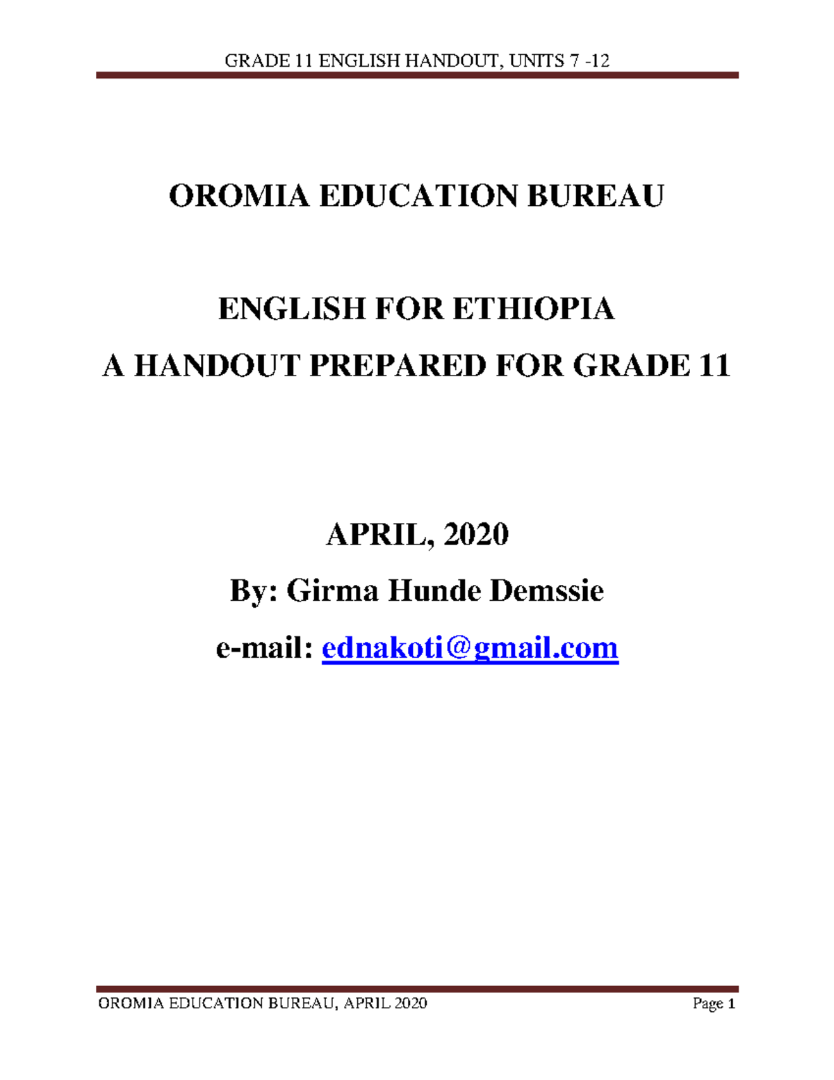11ffaa English Handout: Essential Notes for Grade 11 Students - Studocu