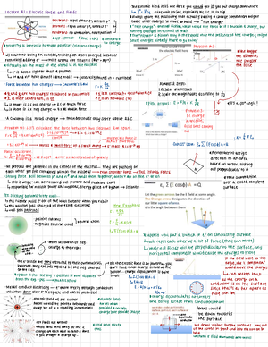 Physics 154 Lecture 1 Notes: Electric Forces and Fields Explained - Studocu